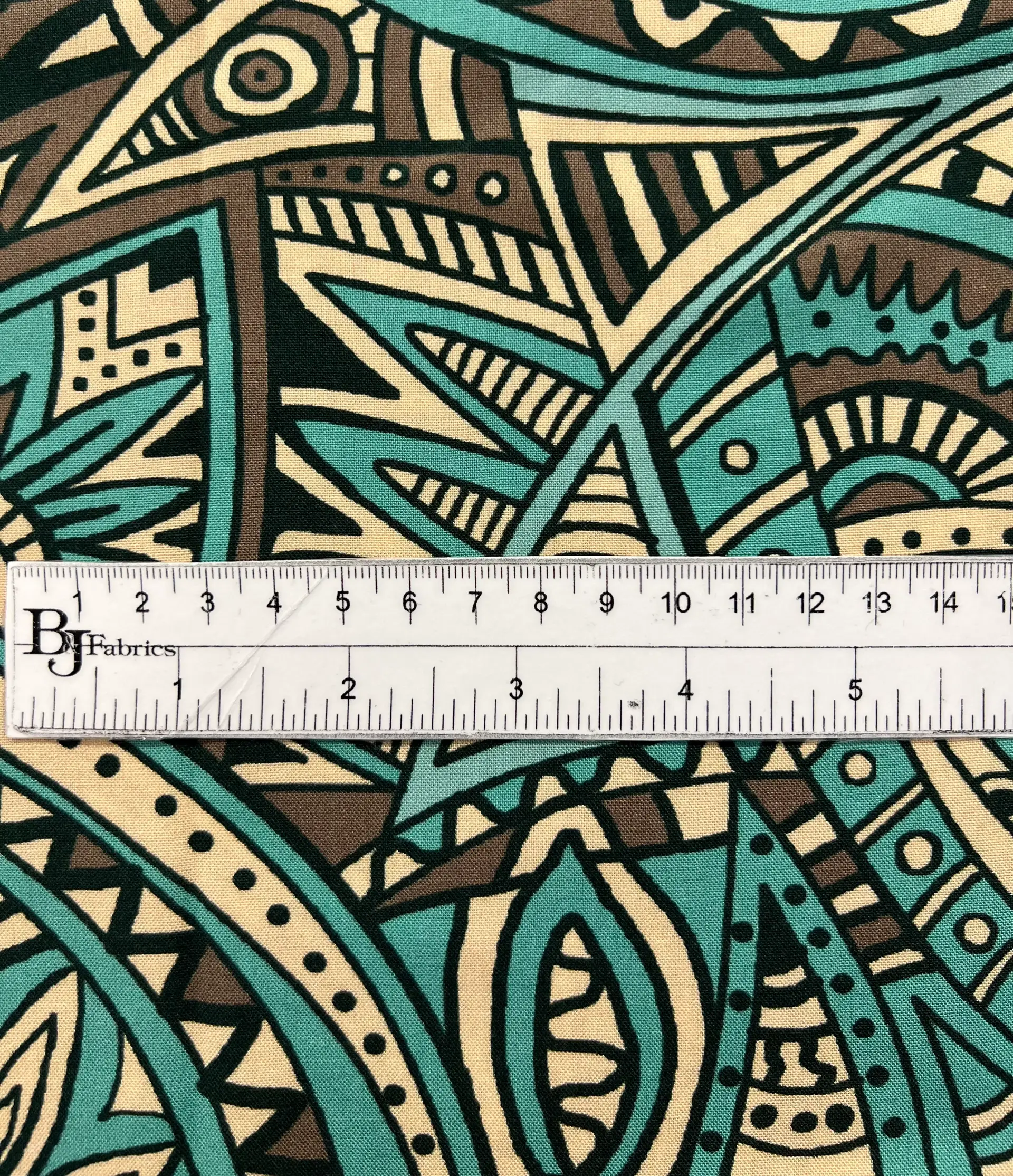 Printed Viscose Challis in Seafoam/Taupe/Black/Cream