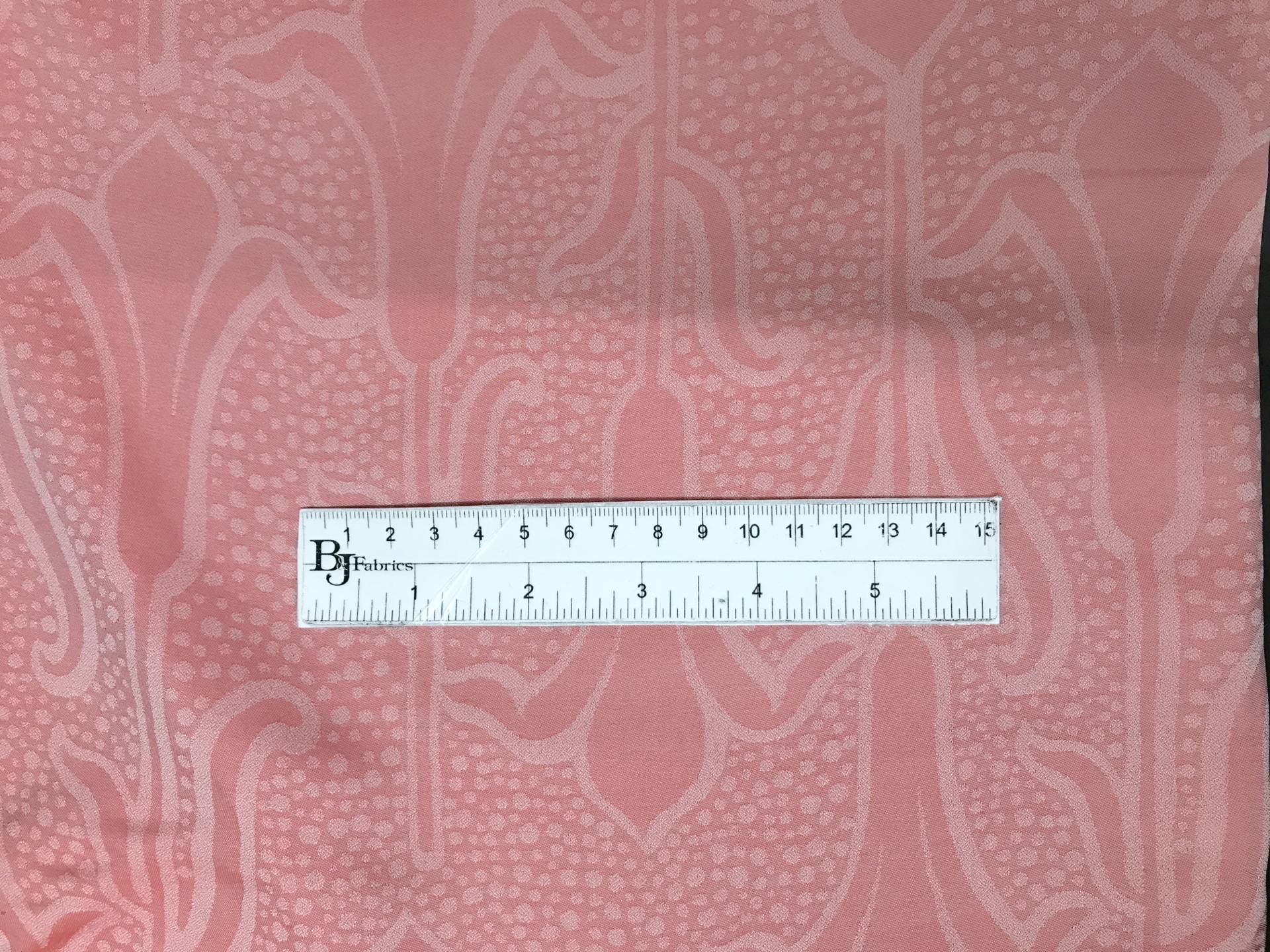 Italian Silk Georgette Jacquard in Red with ruler to show scale