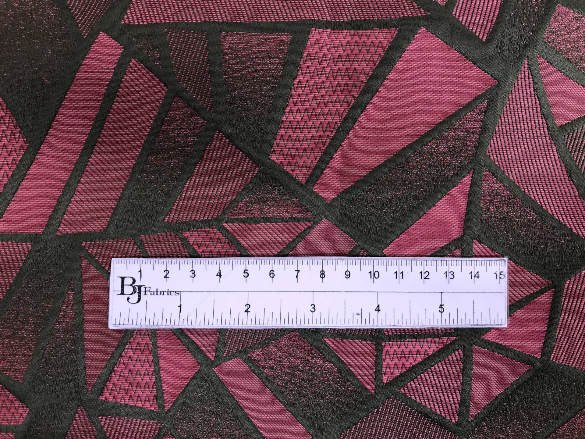Italian Cotton Brocade with Abstract Spiderwebs with ruler to show scale