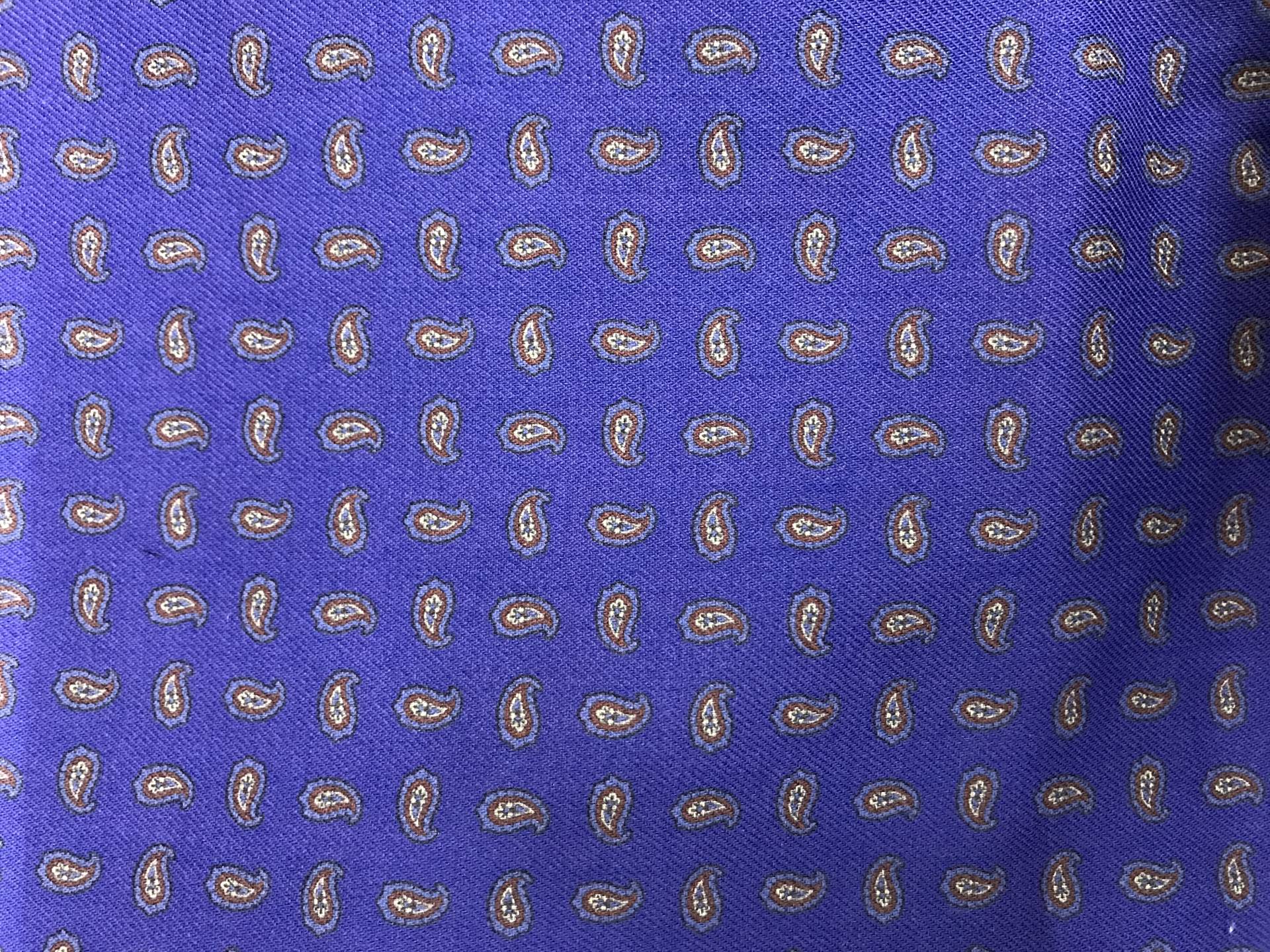 Italian Cobalt Wool Challis with Small Paisleys