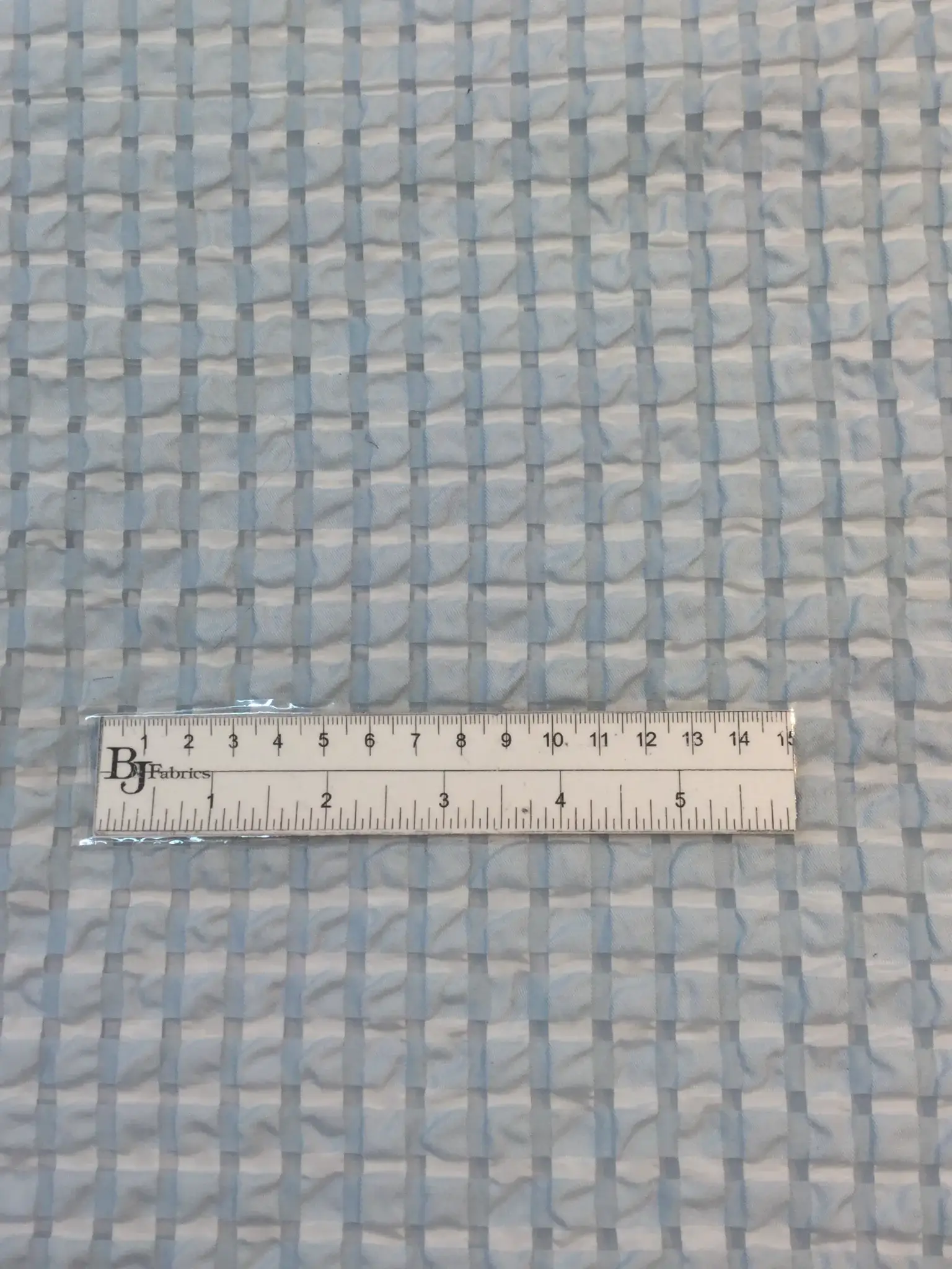 Seersucker Organza in Baby Blue/White
