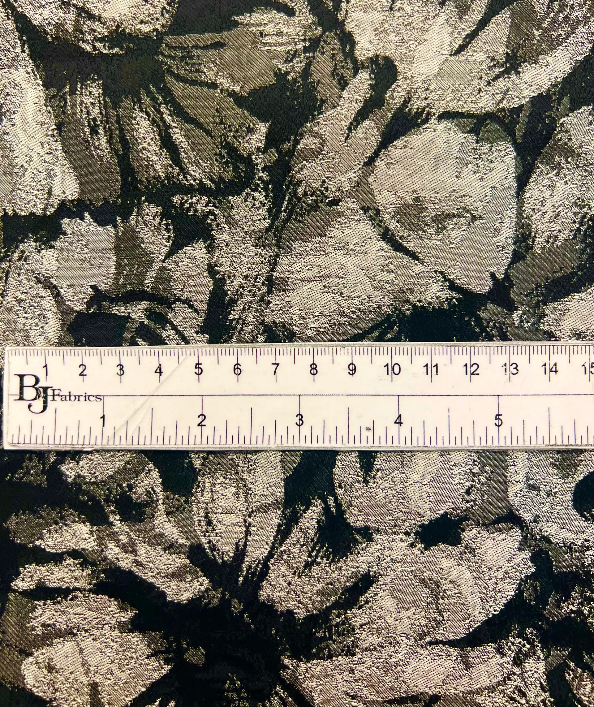 Polyester Jacquard Brocade in Stone/Black
