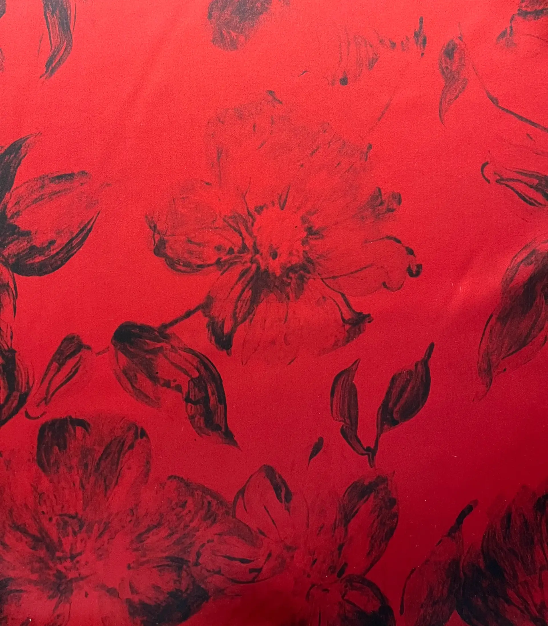 Made in Italy Printed Pure Silk Duchess Satin in Ruby