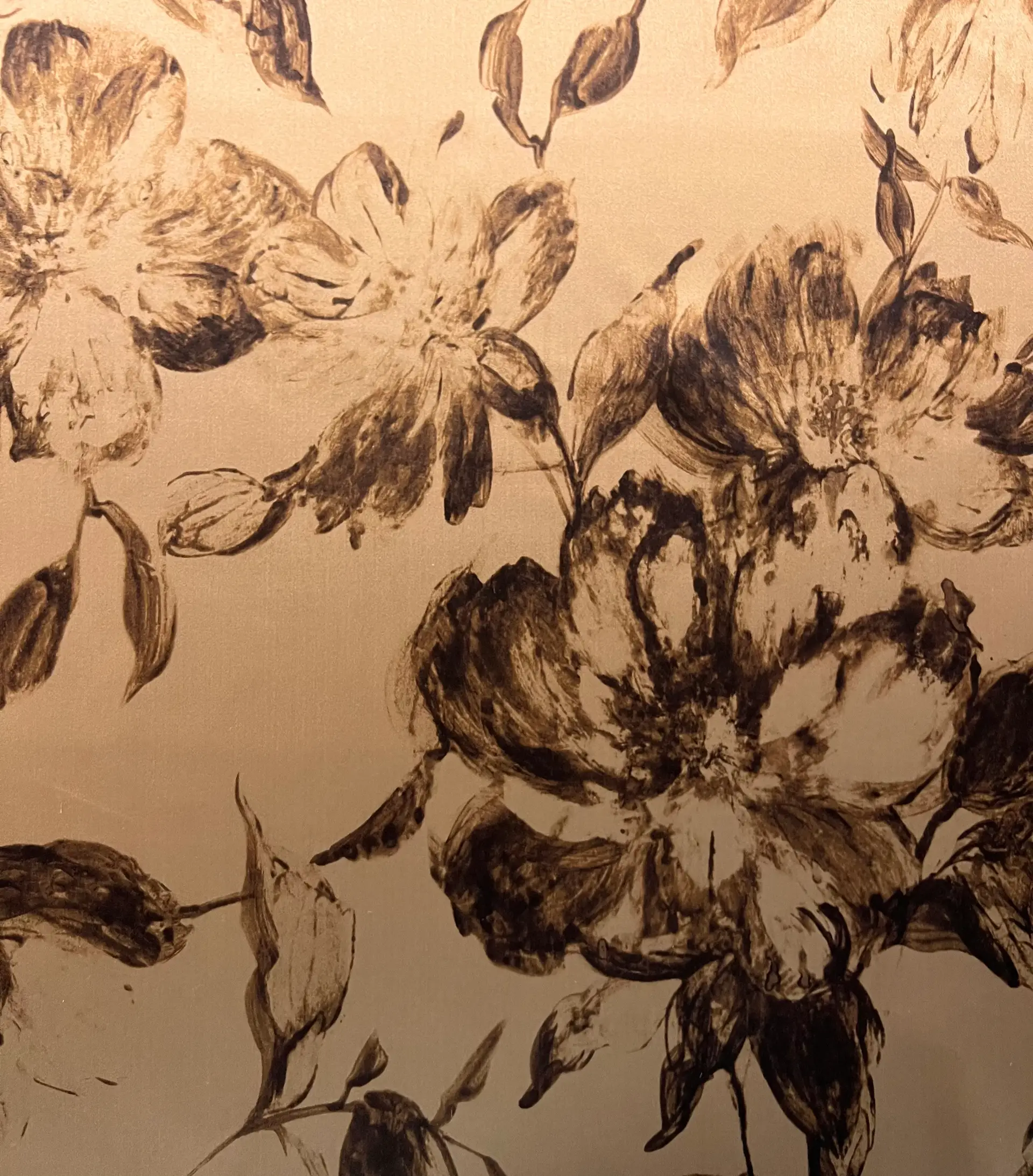 Made in Italy Printed Pure Silk Duchess Satin in Coffee