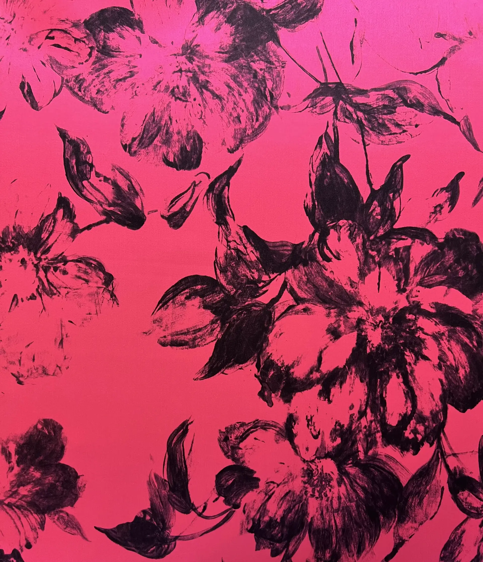Made in Italy Printed Pure Silk Duchess Satin in Fuschia