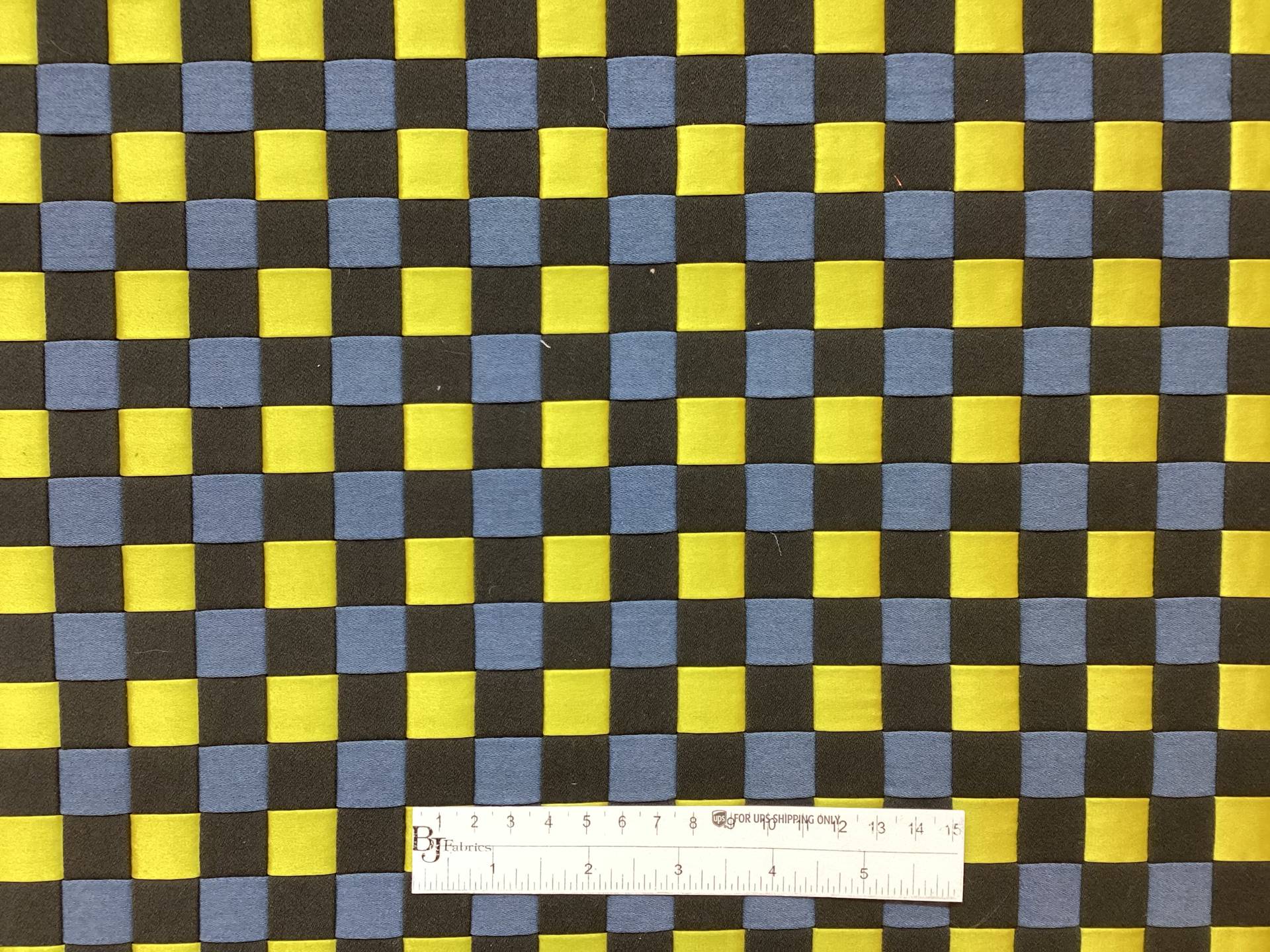 Basket Woven Novelty in Chartreuse, Aegean & Black