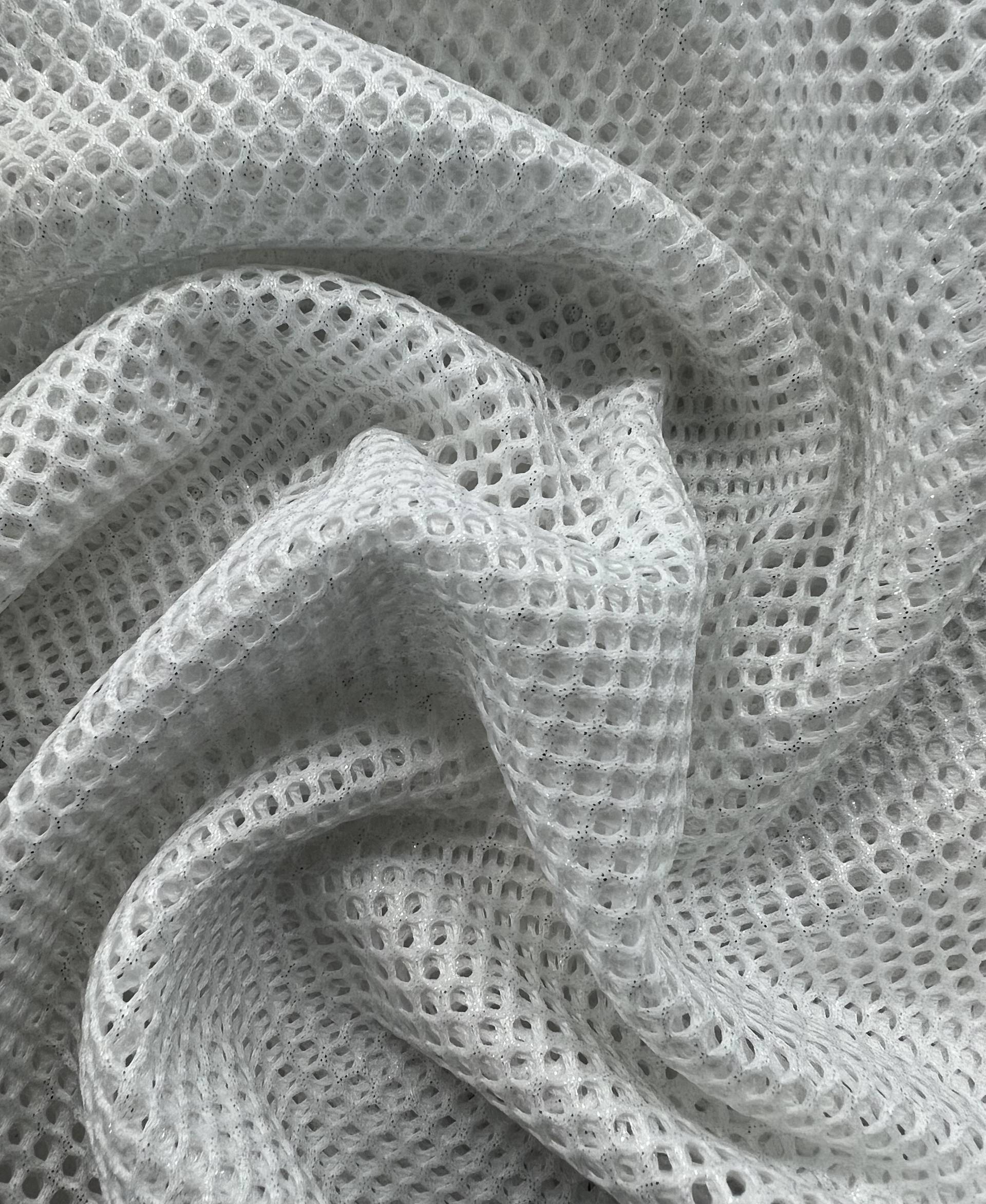 Metallic Silver Foiled Mesh in White