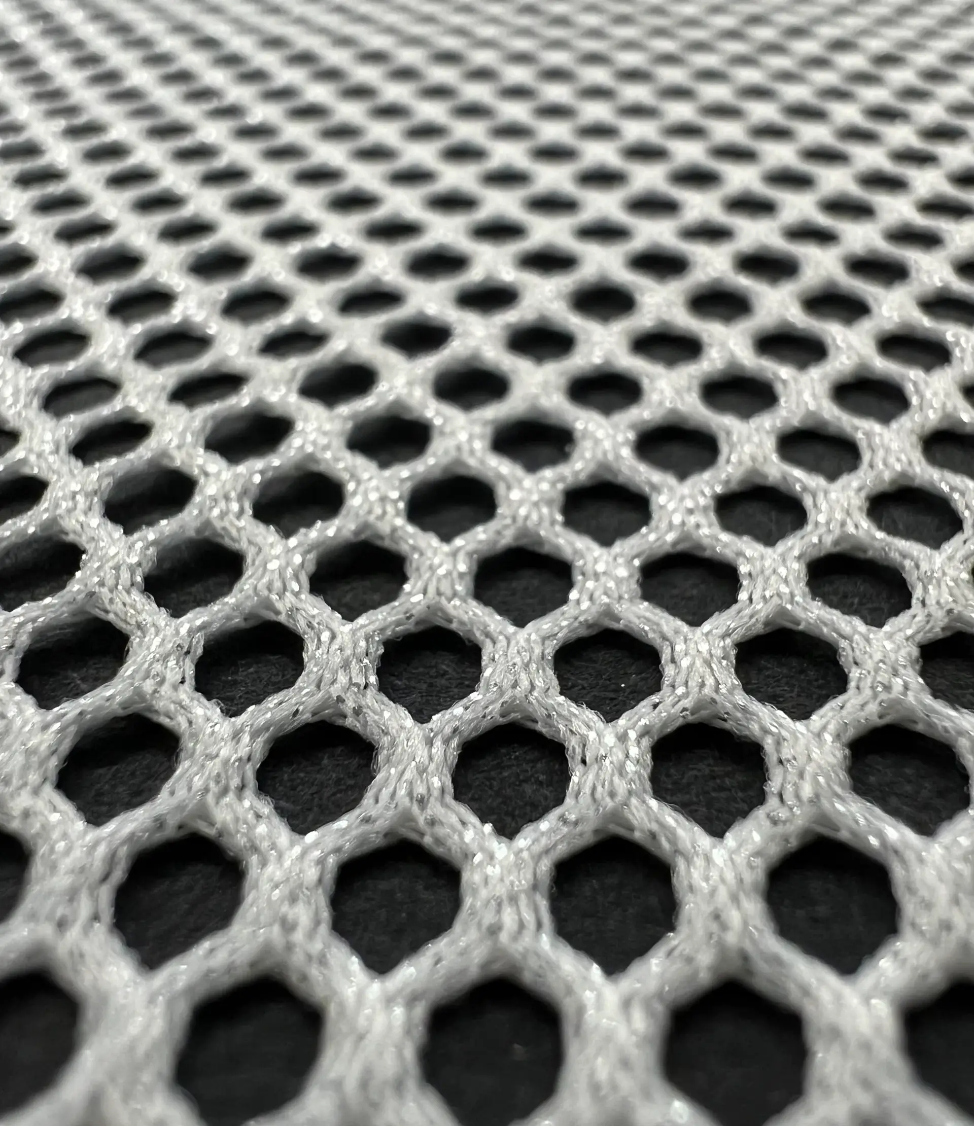 Metallic Silver Foiled Mesh in White