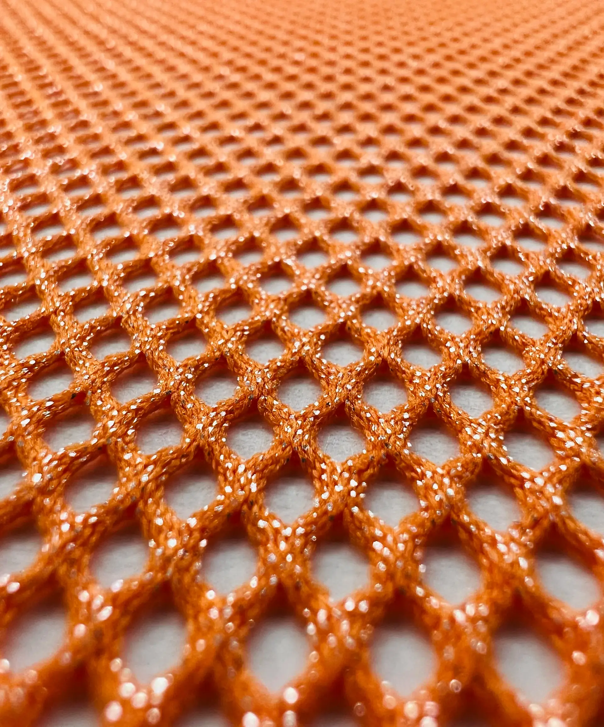 Metallic Silver Foiled Mesh in Orange