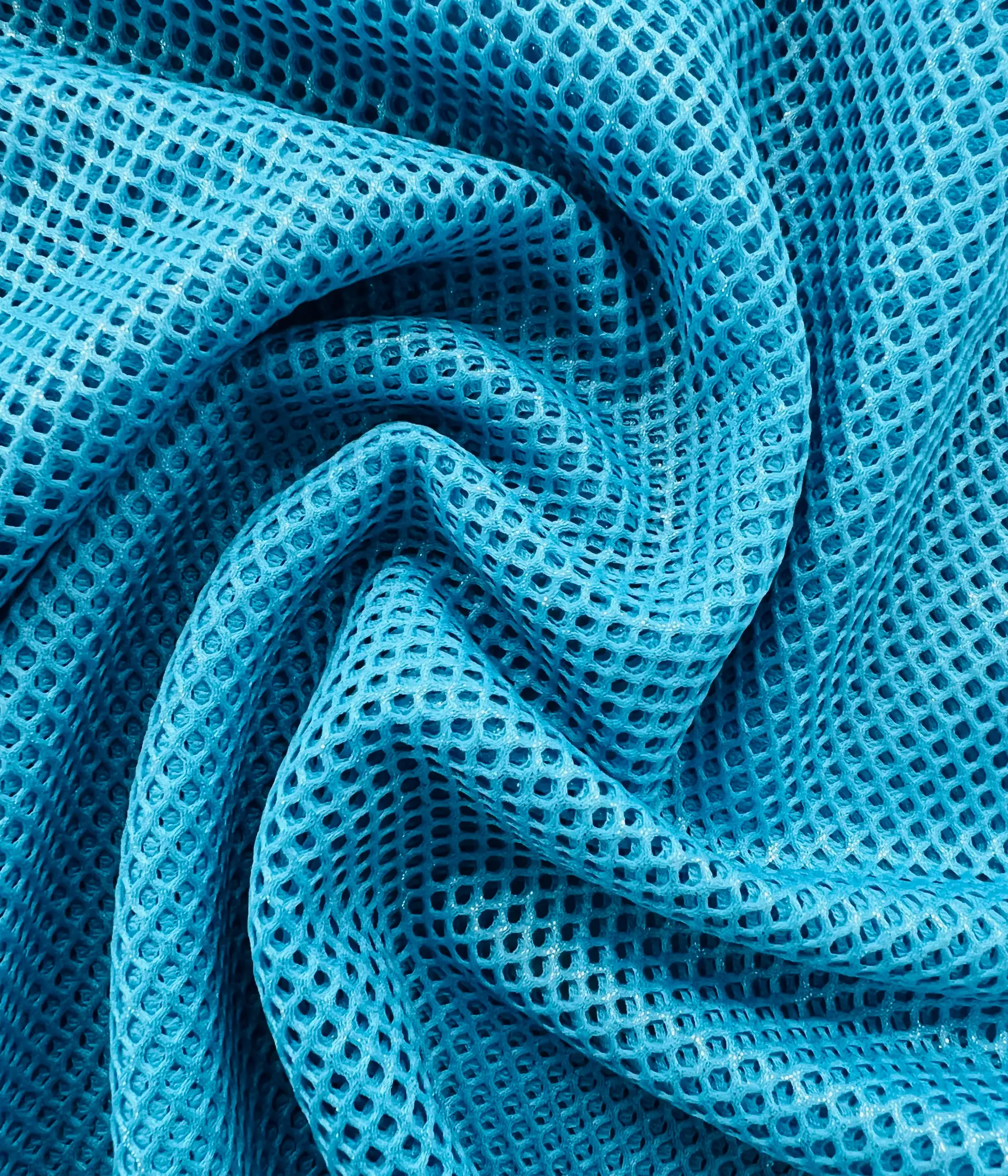 Metallic Silver Foiled Mesh in Aqua