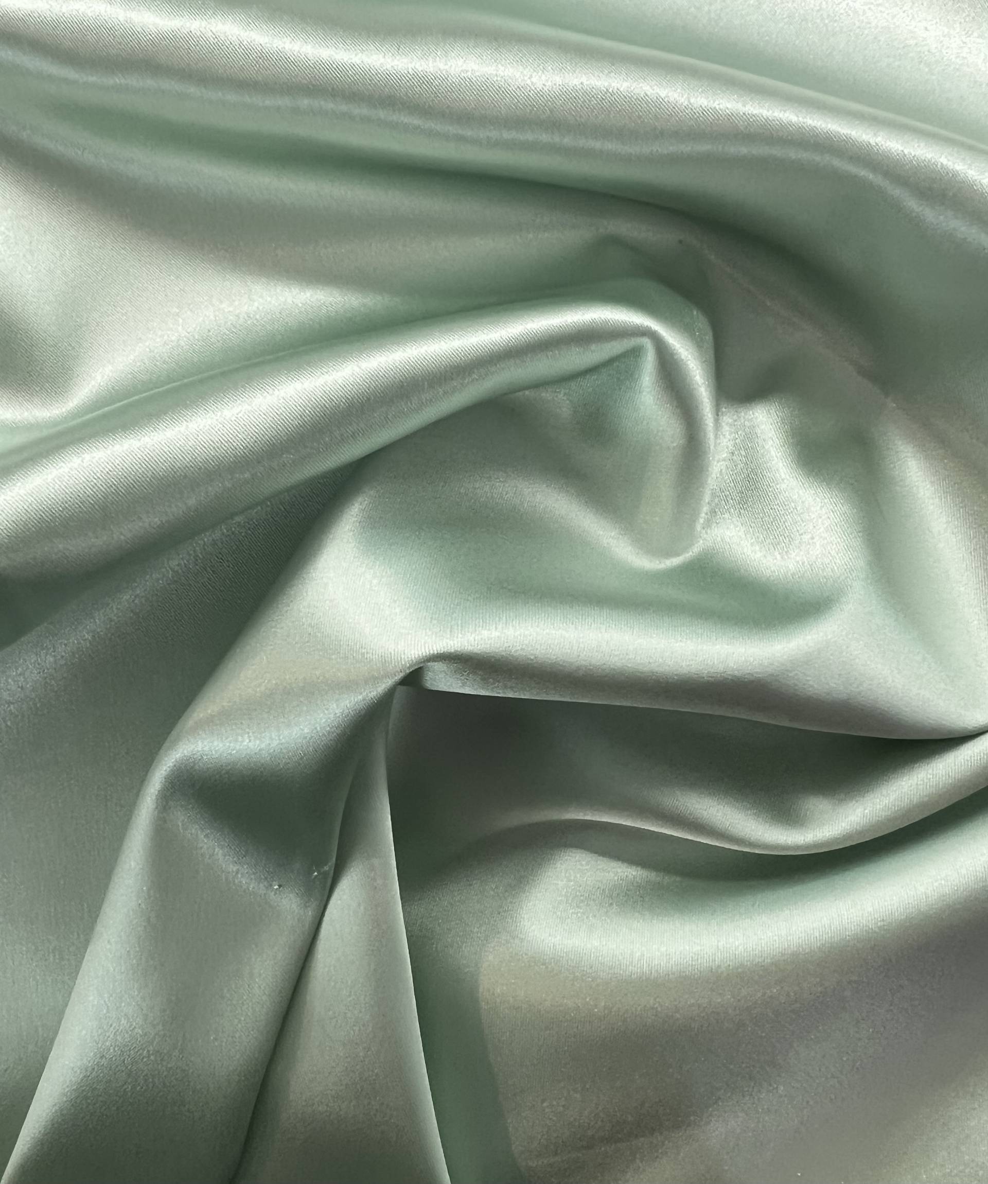 Italian Acetate Stretch Satin in Sea Glass