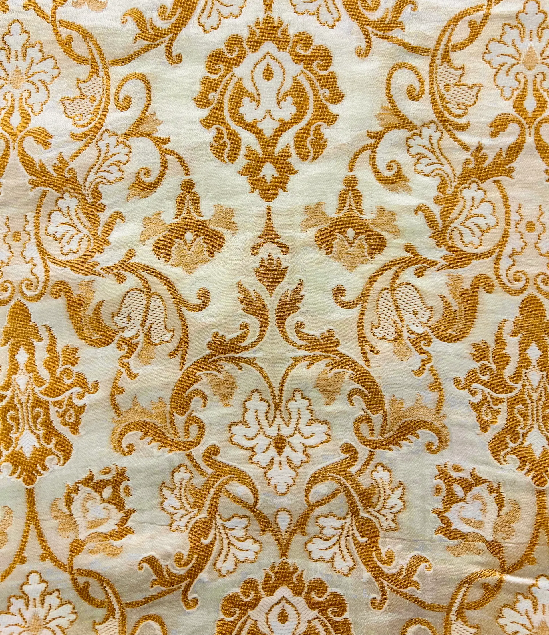 Metallic Brocade in White with Gold