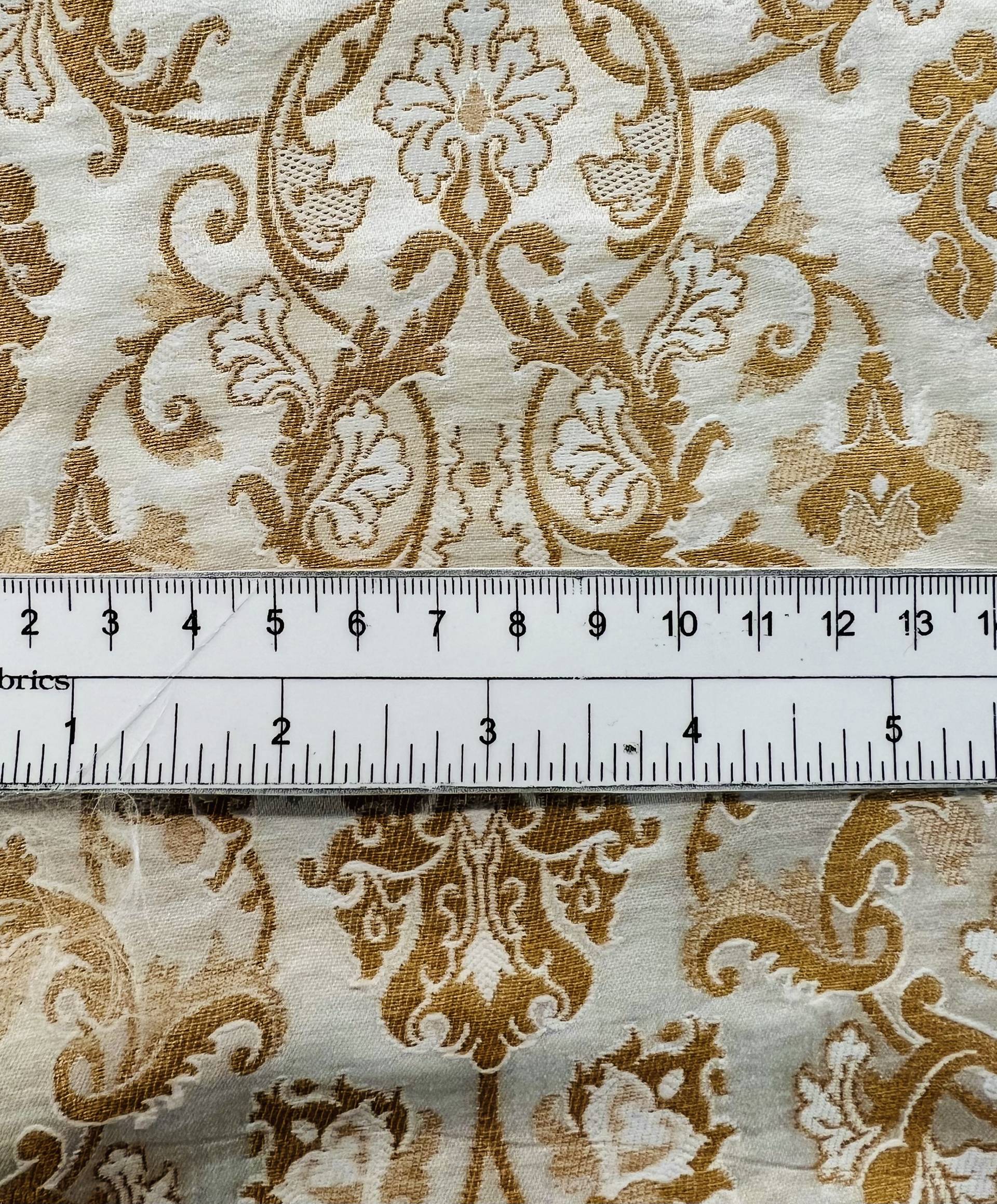 Metallic Brocade in White with Gold