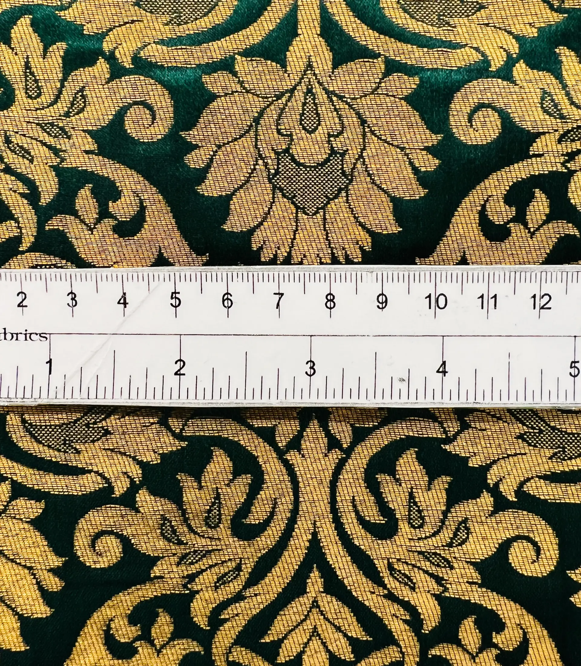 Metallic Brocade in Hunter Green & Gold