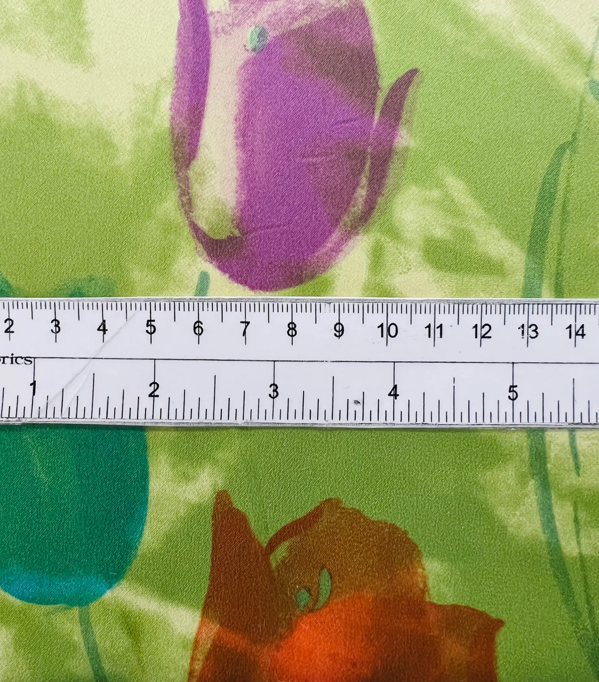 Printed Silk Charmeuse Floral in Green Background