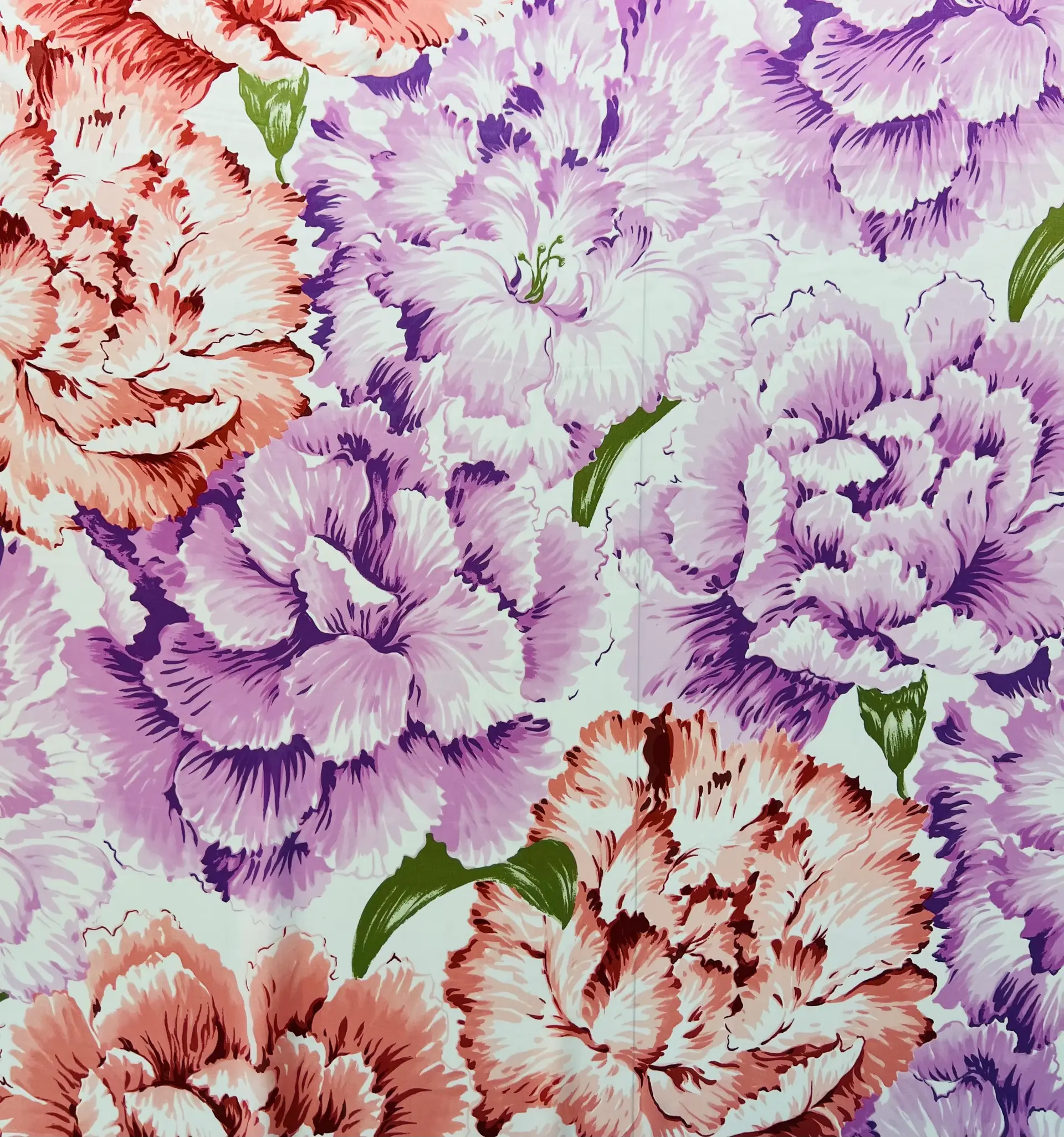 Printed Silk Charmeuse Floral in White Background