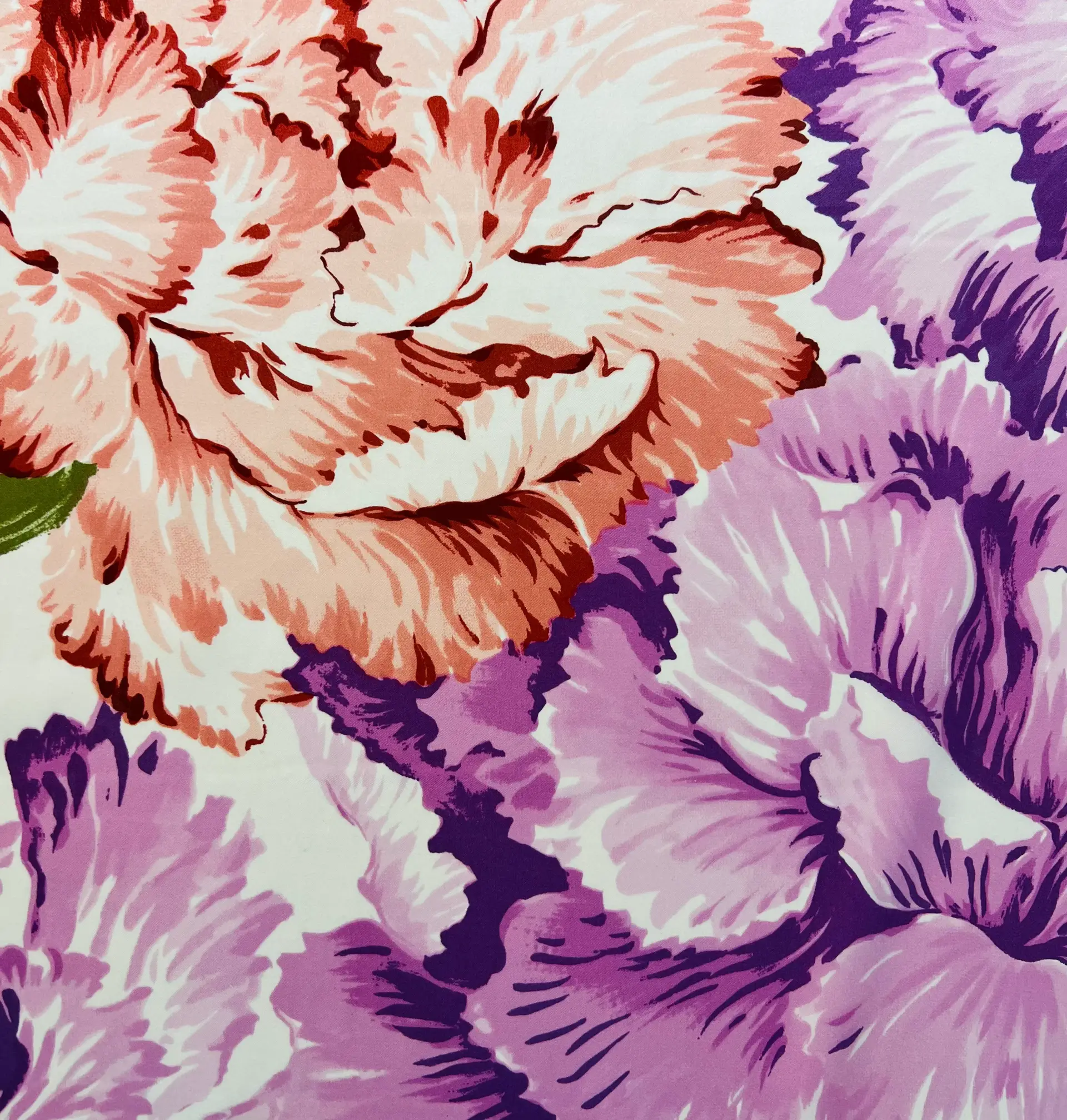 Printed Silk Charmeuse Floral in White Background