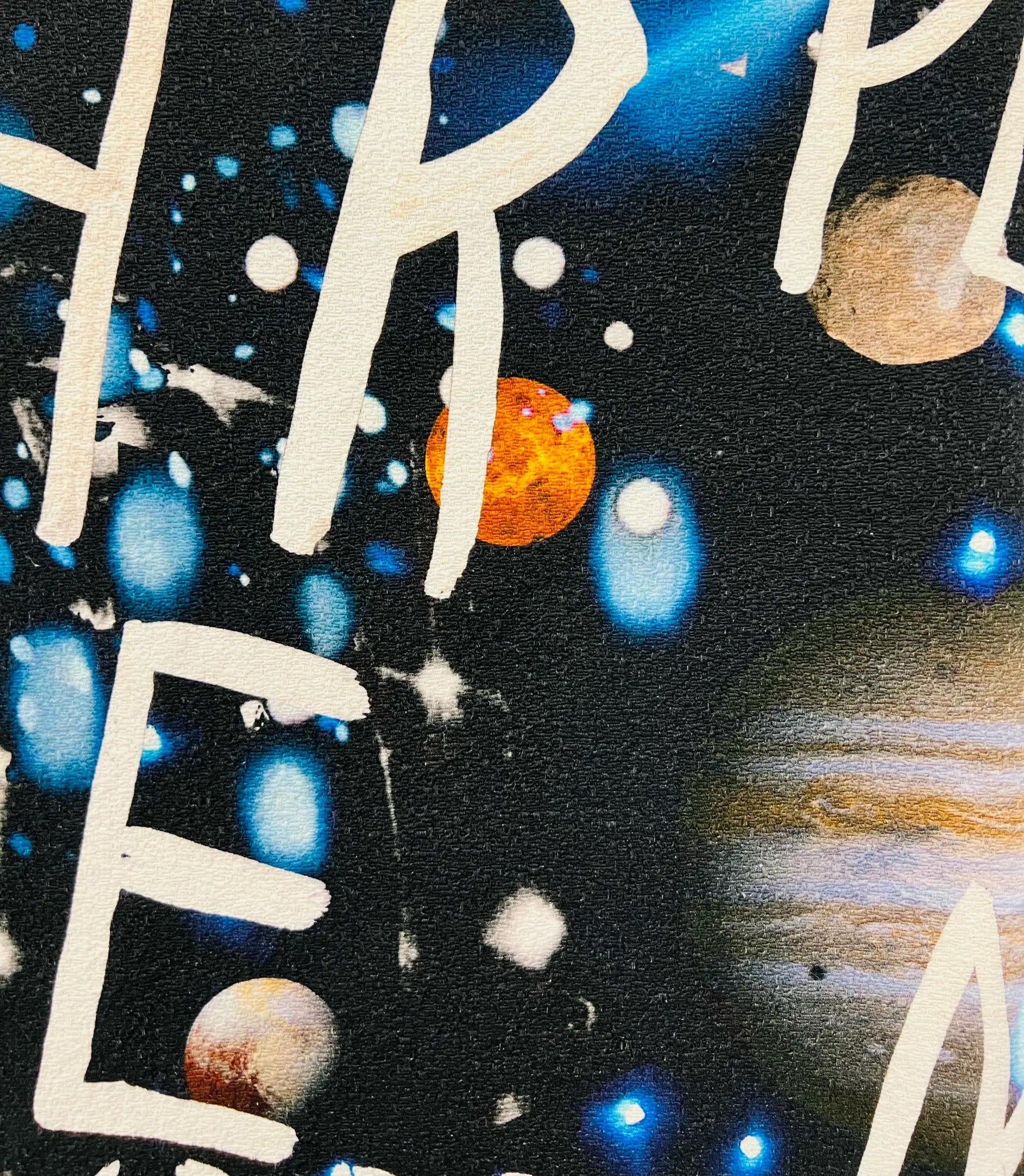 Planetary Motif Print on Heavy Textured Cotton  