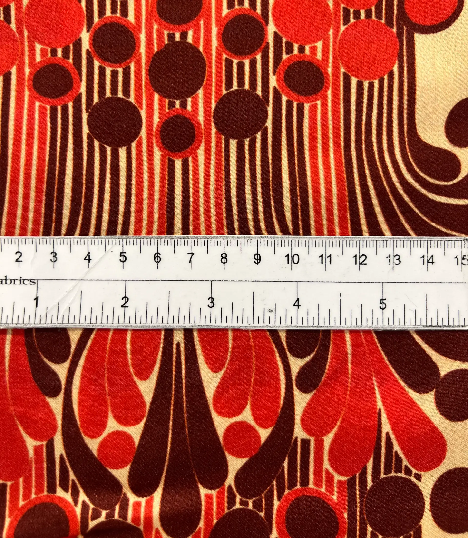 Printed Viscose Challis Sateen on Cream Ground