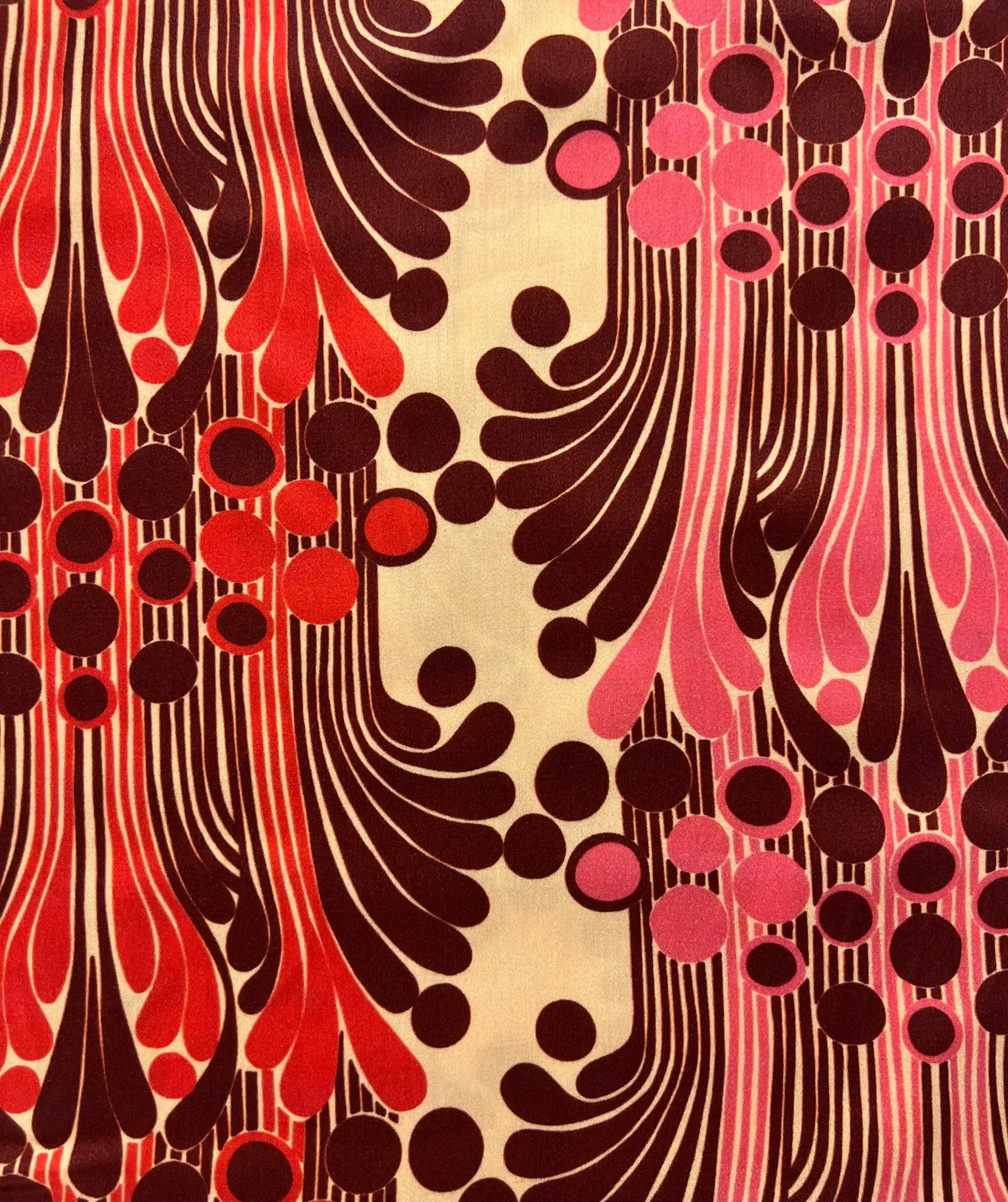 Printed Viscose Challis Sateen on Cream Ground