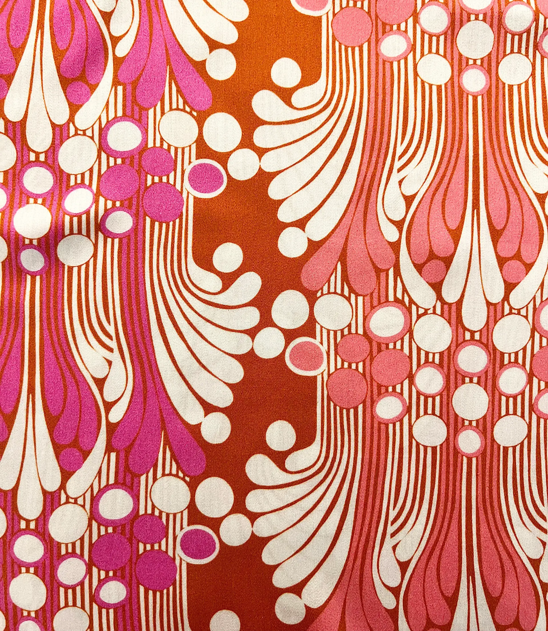 Printed Viscose Challis Sateen on Orange Ground