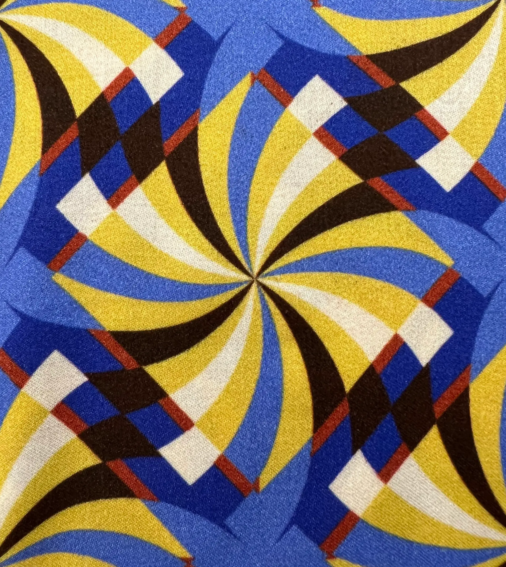 Printed Viscose Challis Sateen in Yellow/Royal/Black