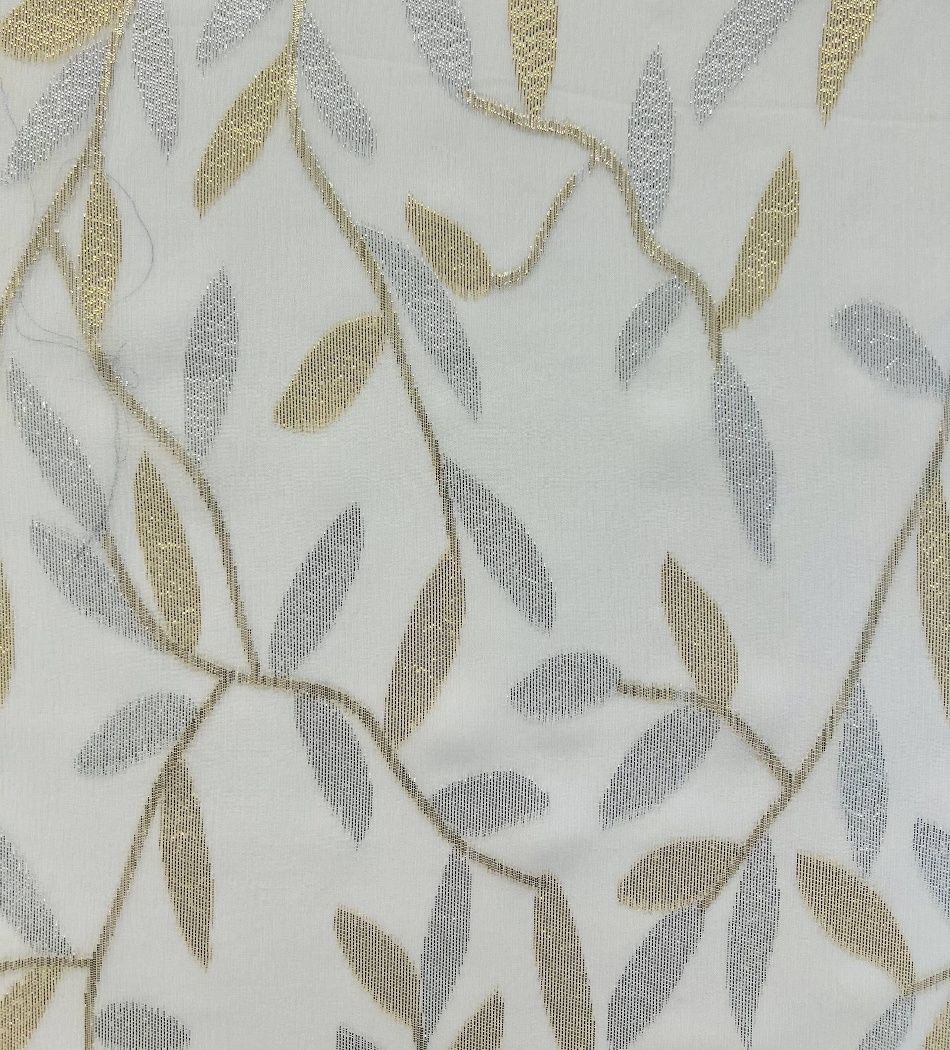 Silk Lamé Chiffon Fil Coupé in Silver & Gold Vine