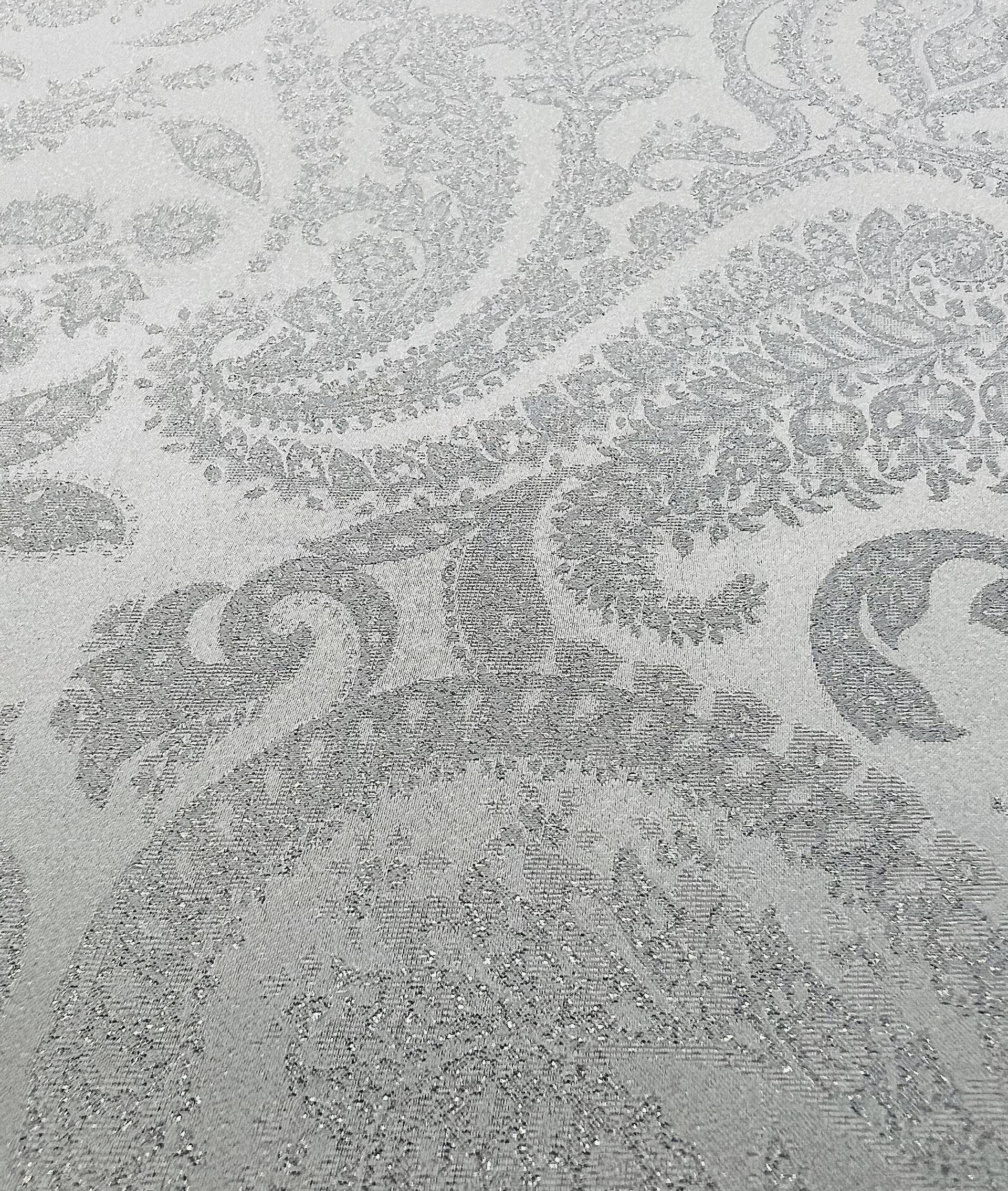 Italian Silk Lamé Charmeuse Jacquard in Silver White