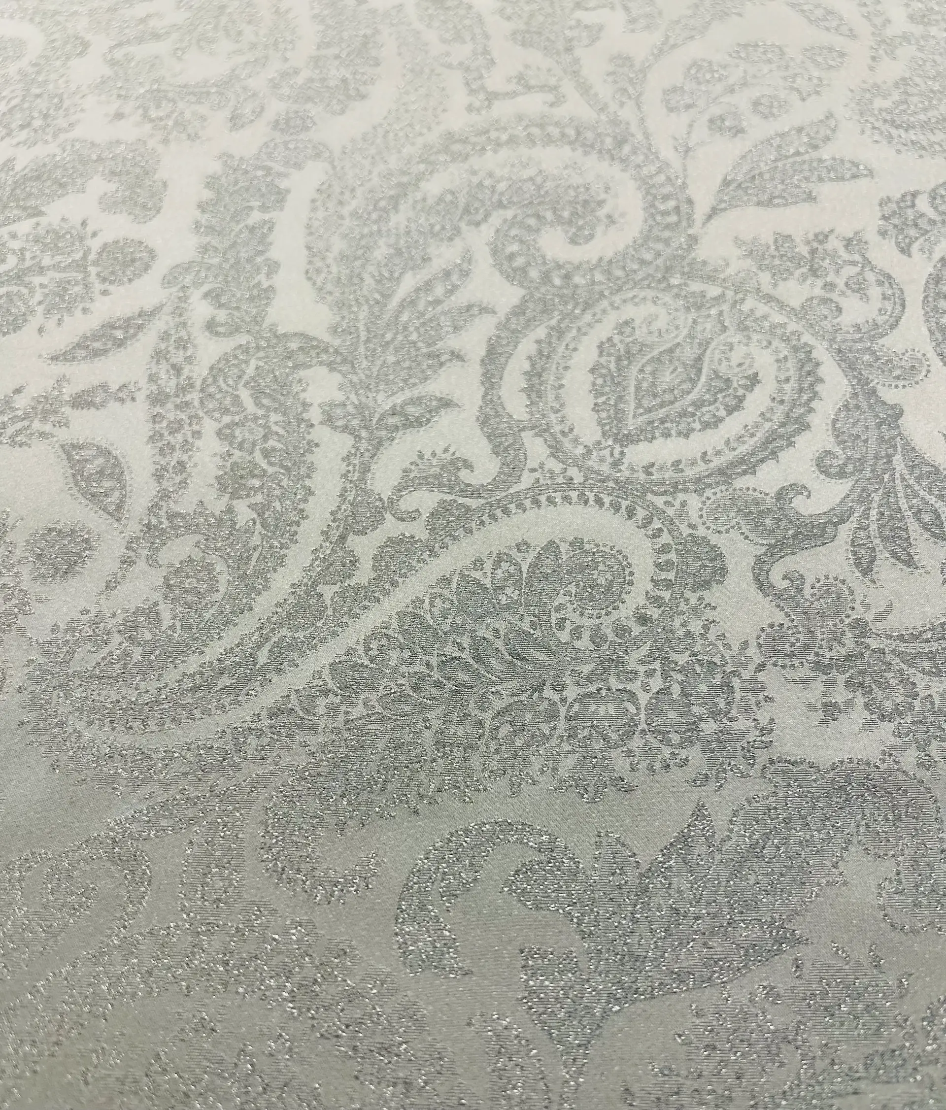 Italian Silk Lamé Charmeuse Jacquard in Silver White