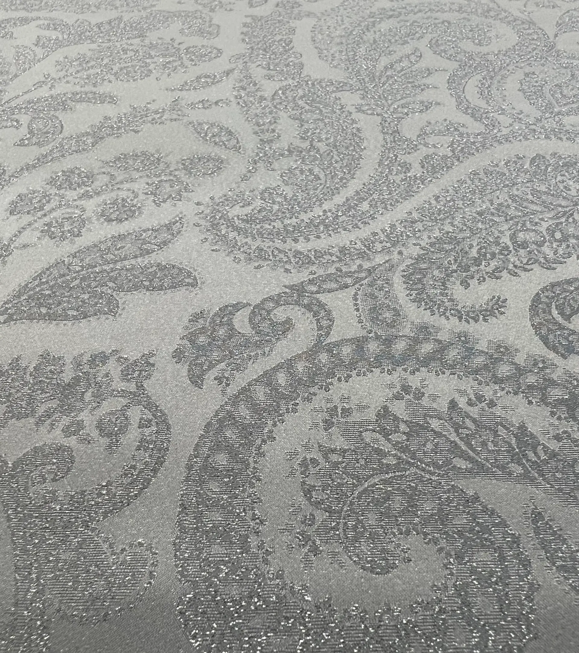 Italian Silk Lamé Charmeuse Jacquard in Silver White