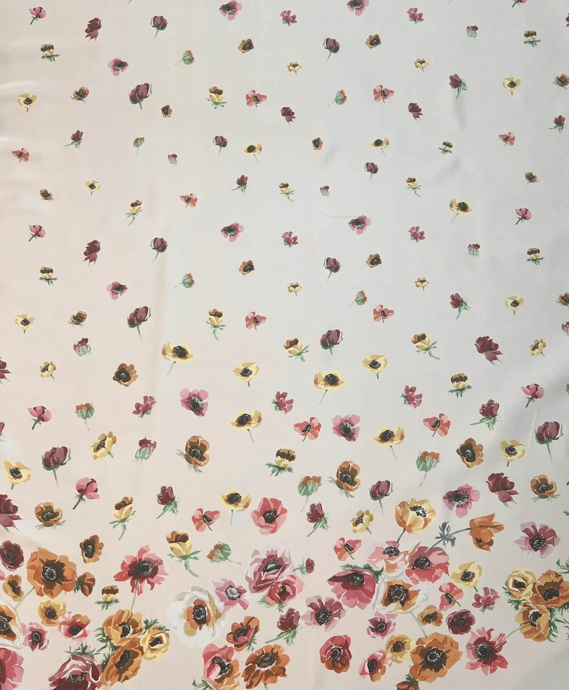 Printed Silk Satin Chiffon with Floral Degradé