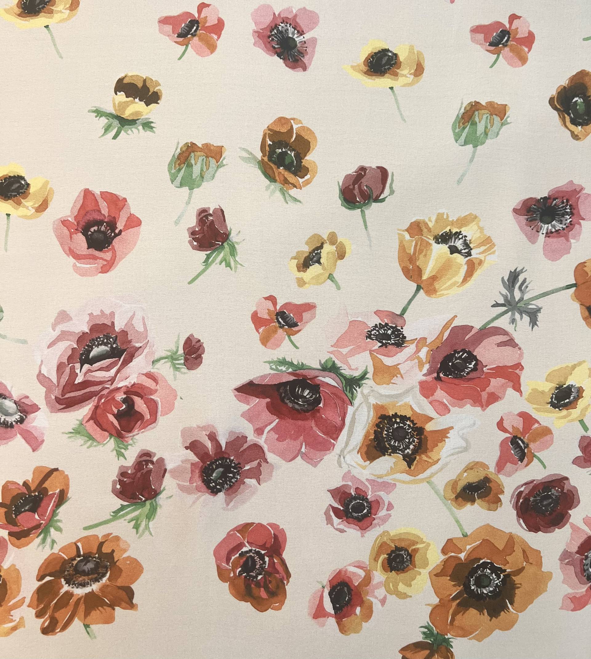 Printed Silk Satin Chiffon with Floral Degradé