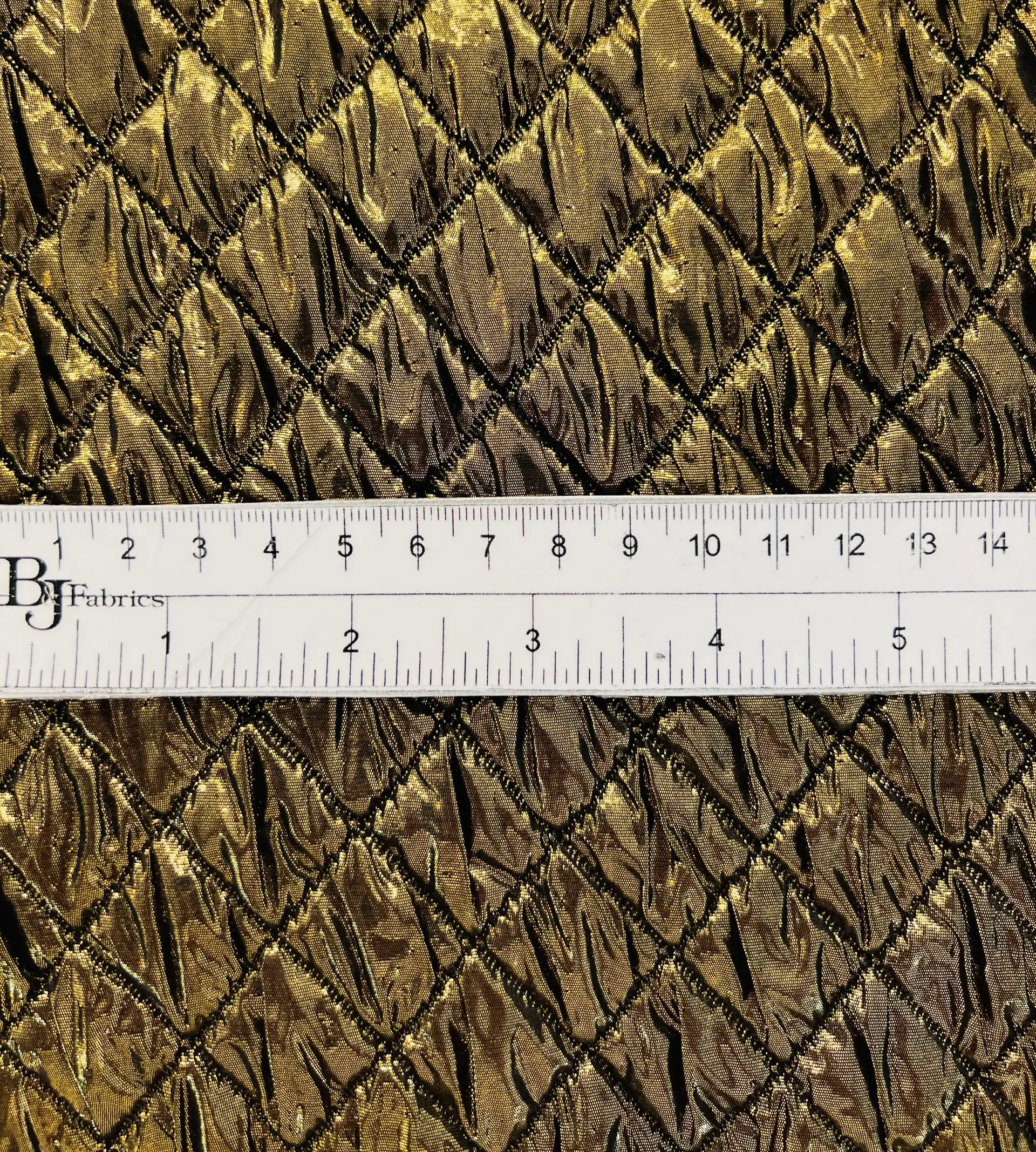 Silk Blend Metallic Diamond Brocade in Antique Gold
