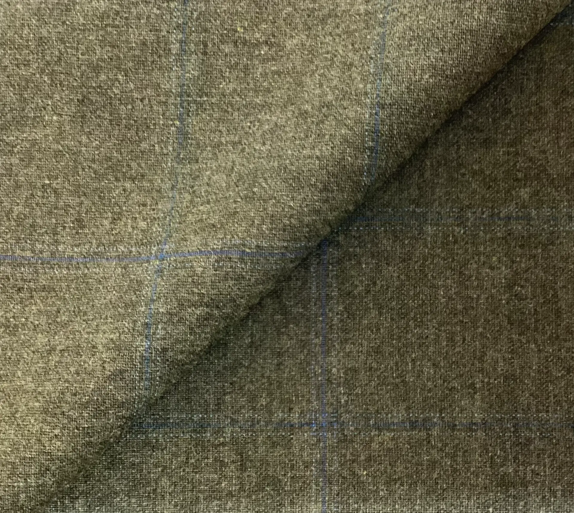 Made It Italy 100% Wool Windowpane In Olive 