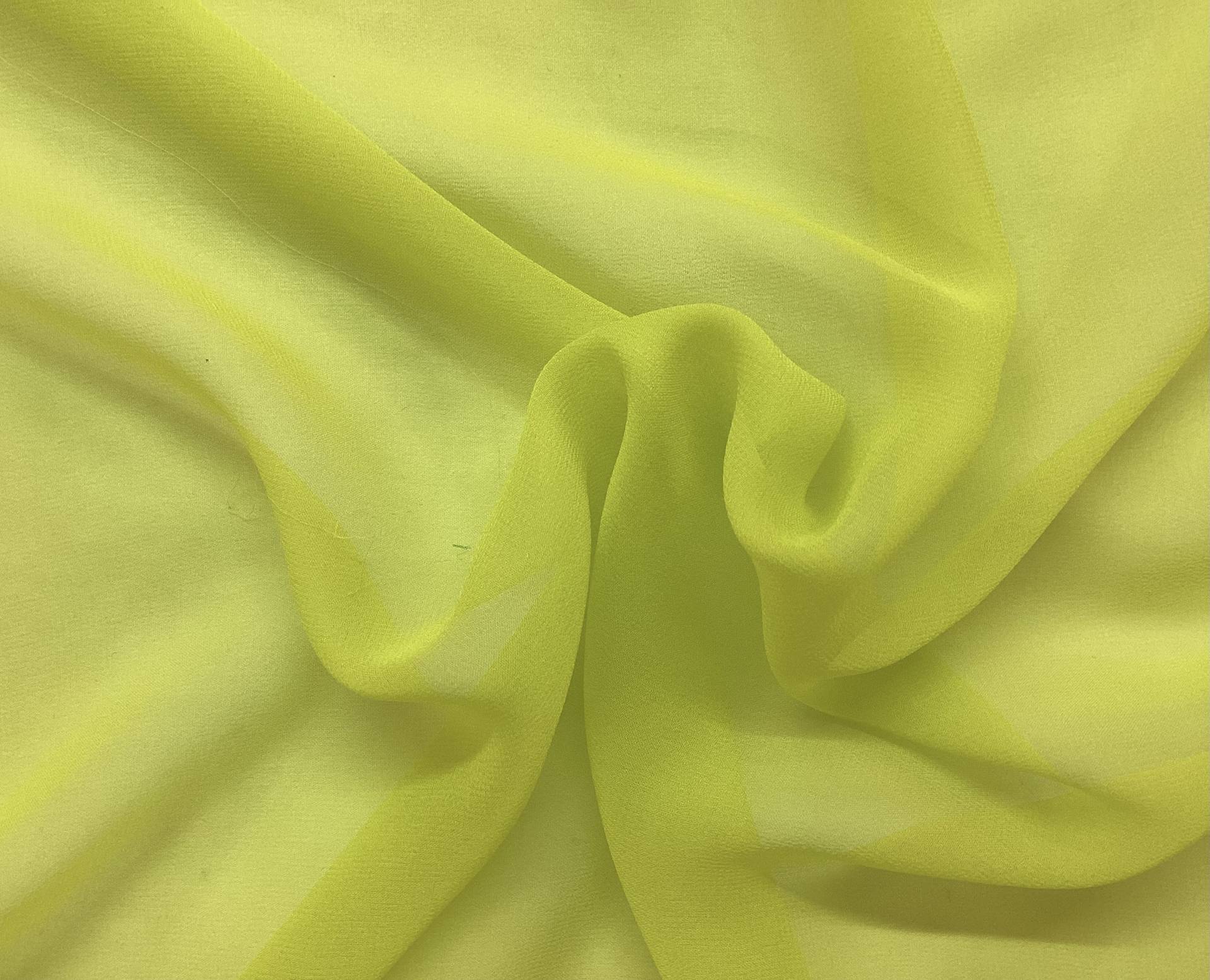 100% Silk Chiffon In Chartreuse