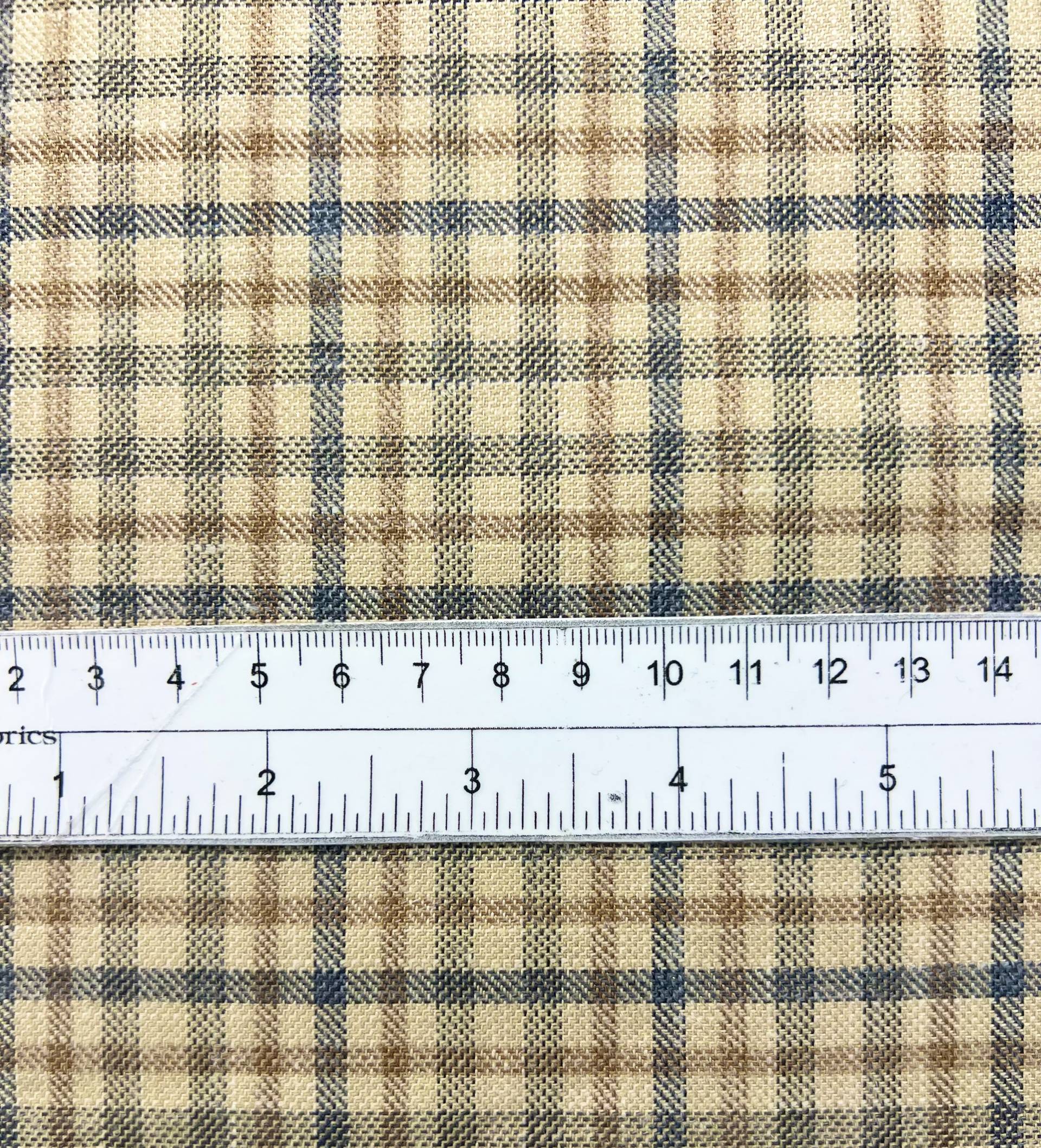 Italian Wool Silk and Linen Blend Plaid in Beige