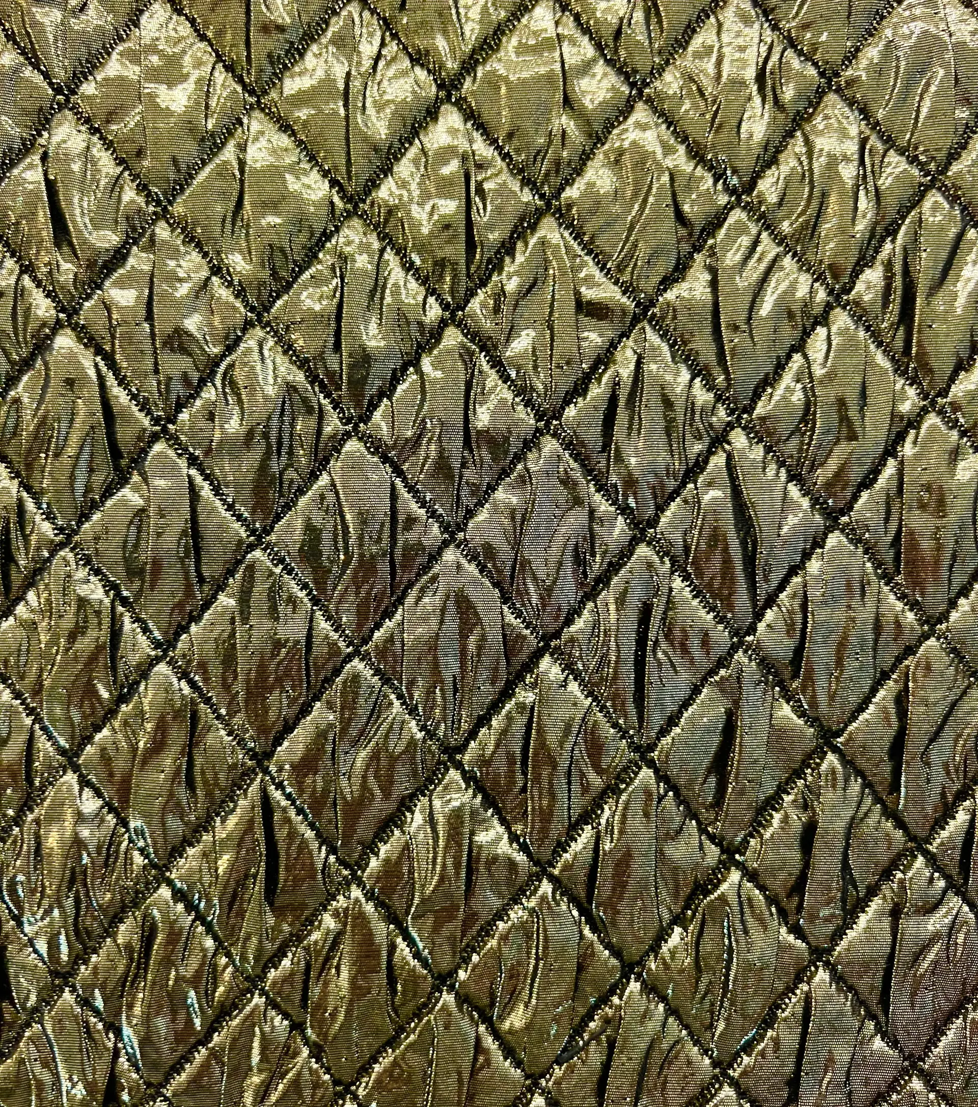 Silk Blend Metallic Diamond Brocade in Gold