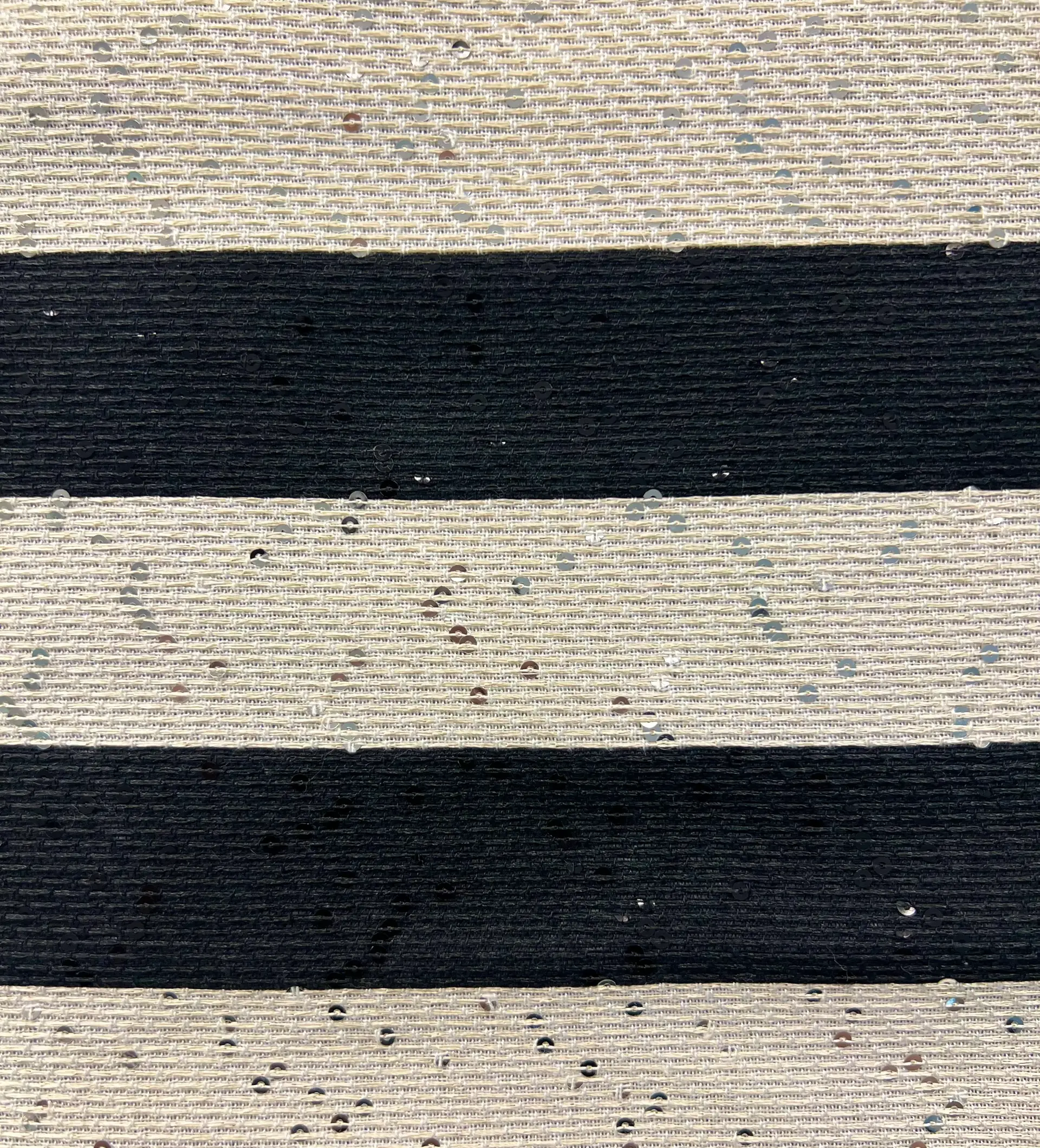 French Cotton & Nylon Sequin Raffia Stripe