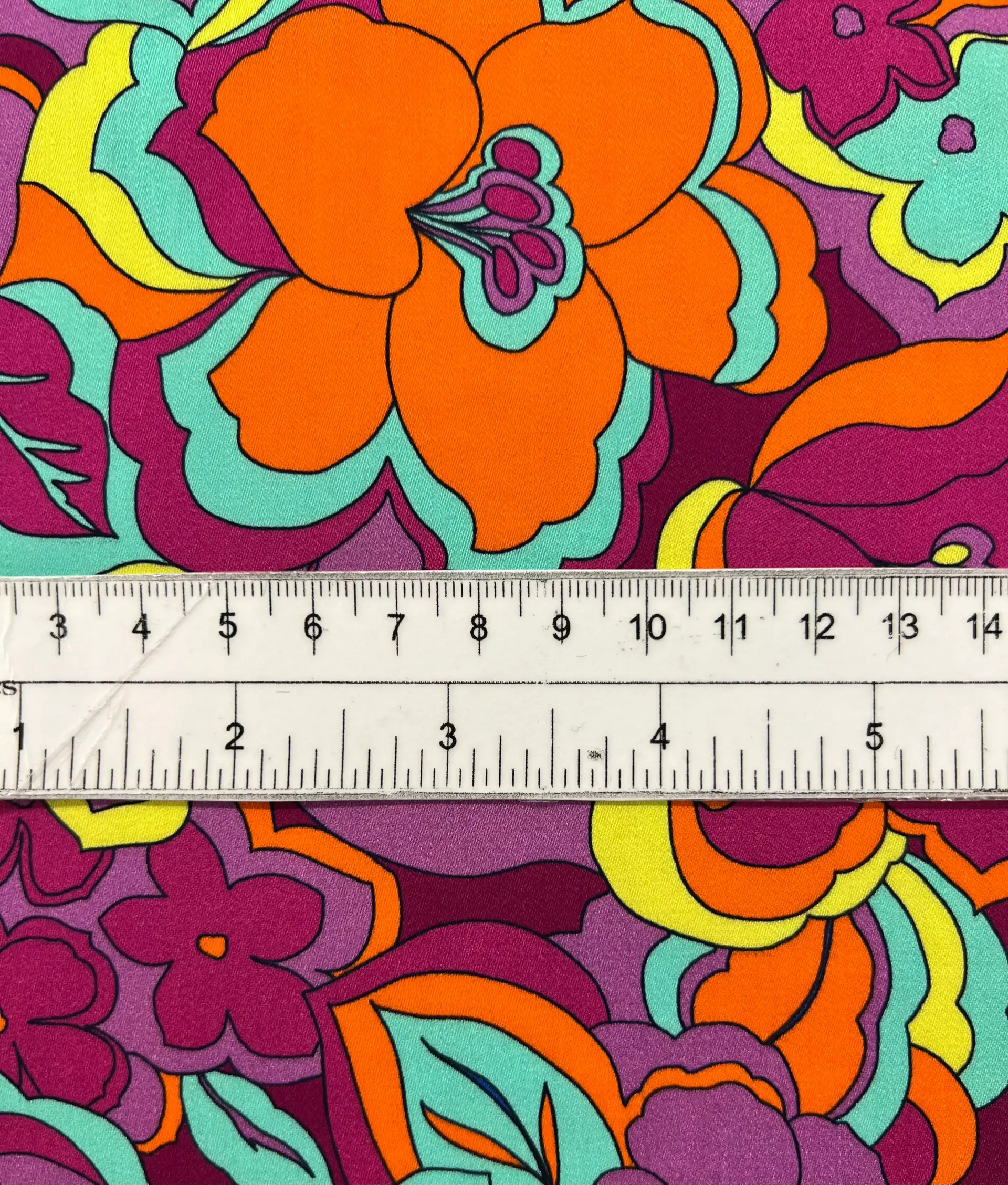 Printed Viscose Challis Sateen on Lavender Ground