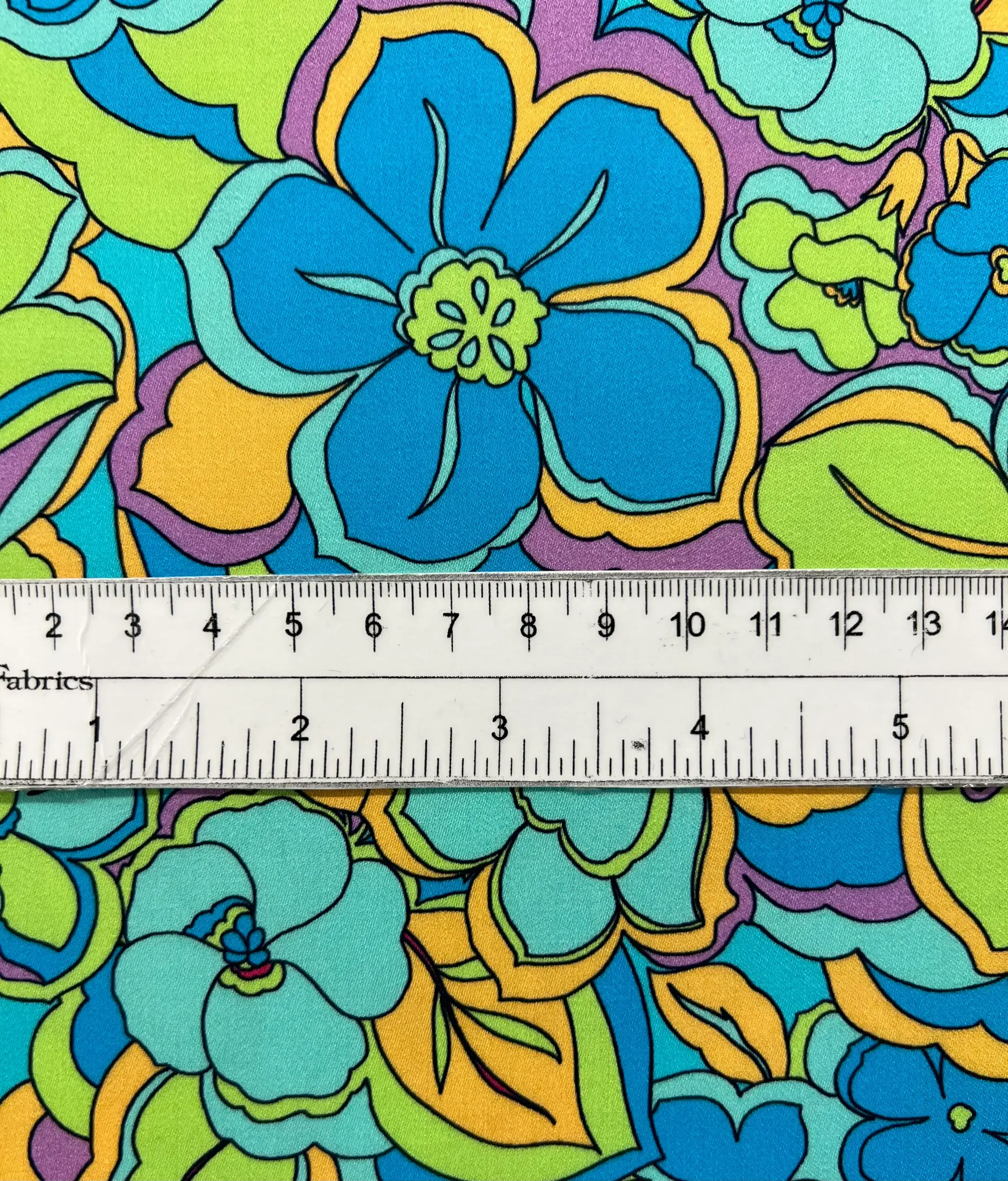 Printed Viscose Challis Sateen on Sky Blue Ground