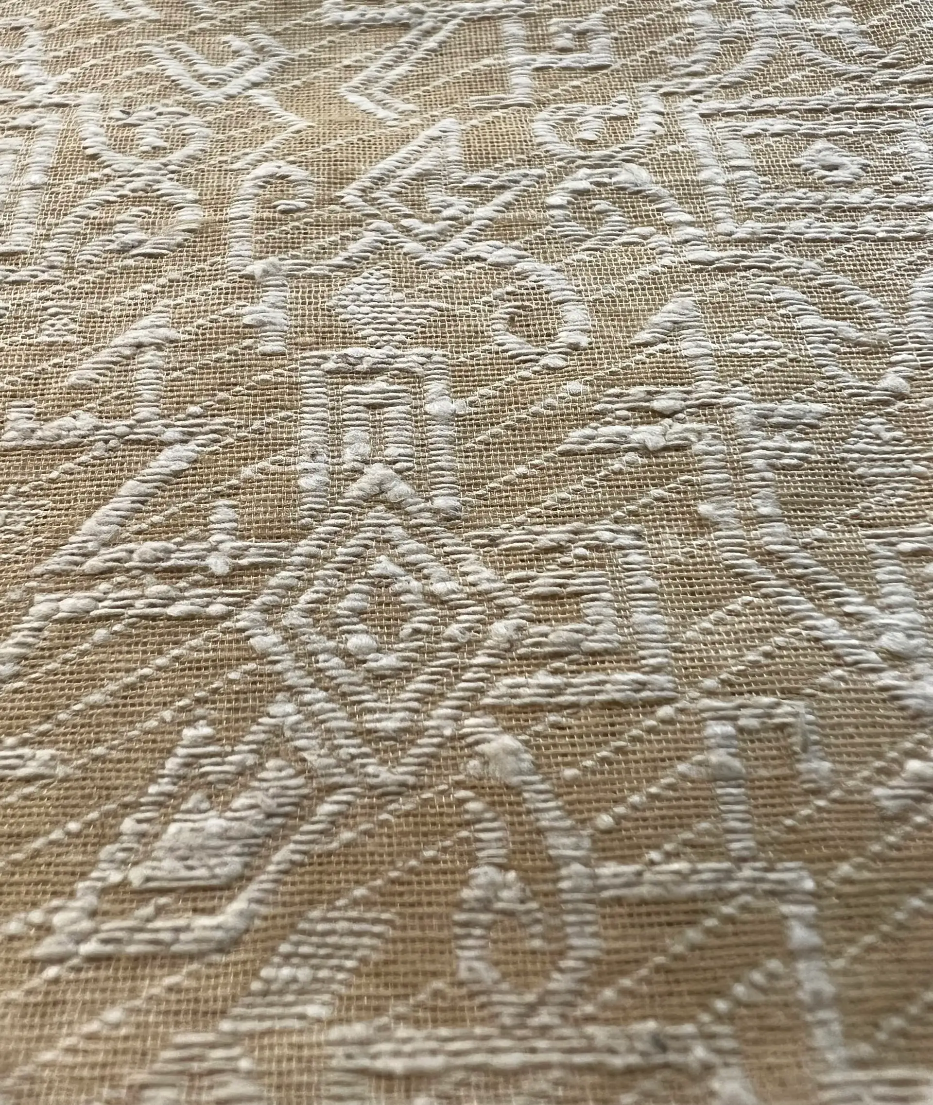 Raw Silk Damask Golden & Off White 