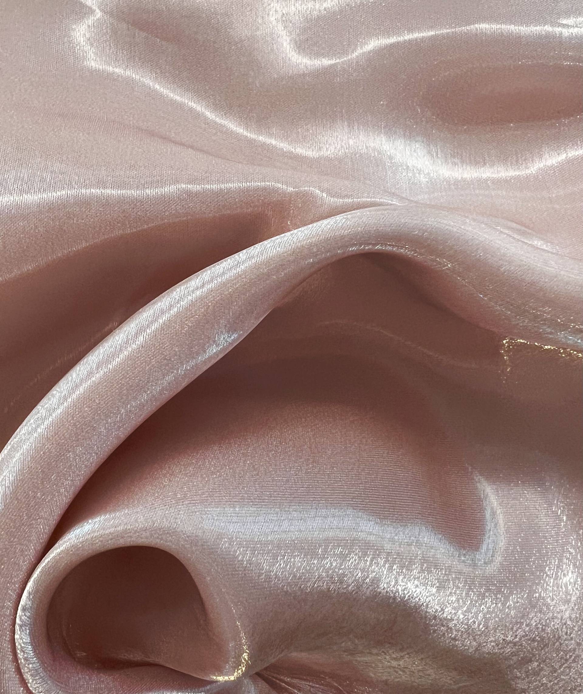 Polyester Liquid Satin Organza in Soft Pink