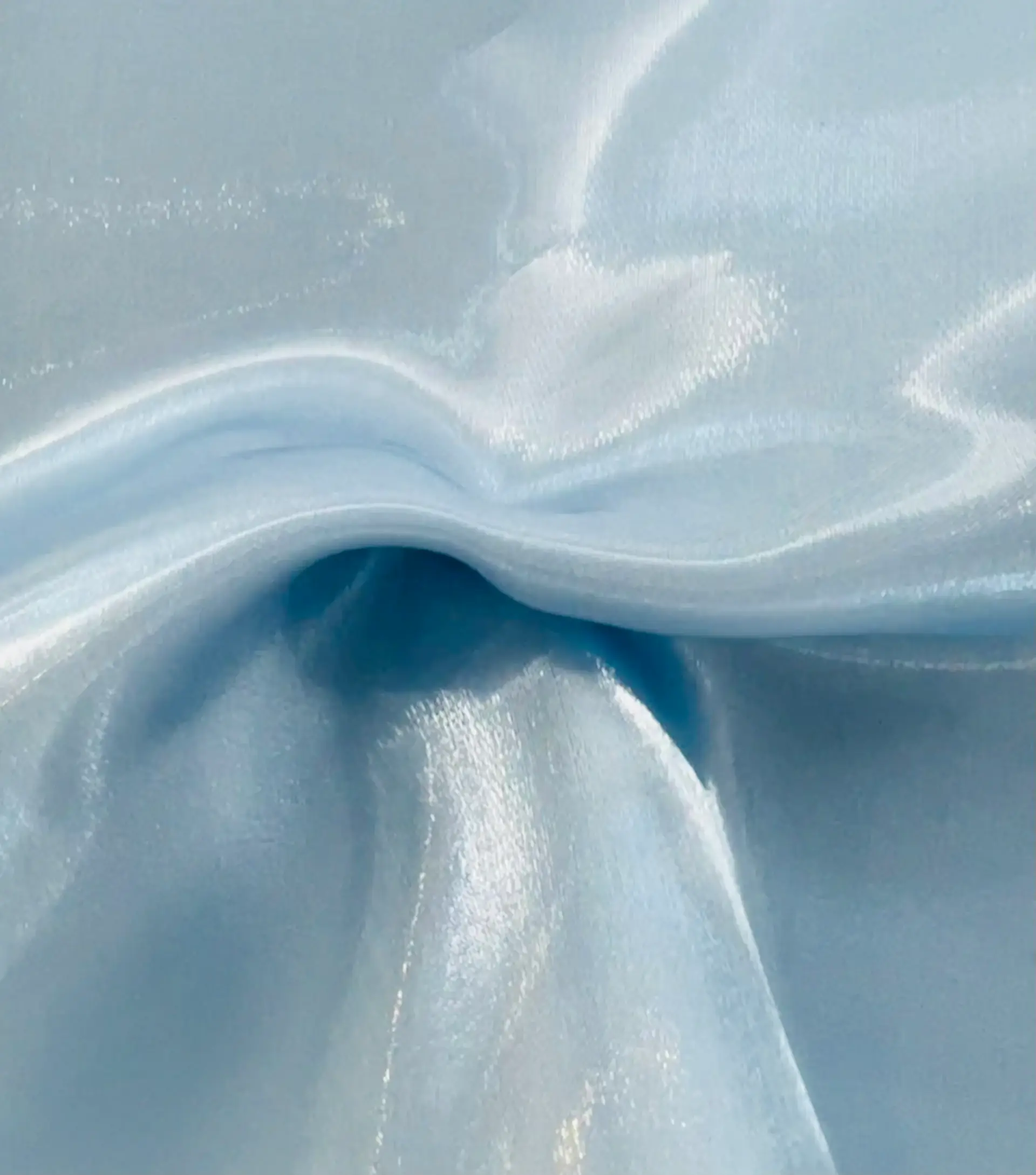 Polyester Liquid Satin Organza in Blue Frost
