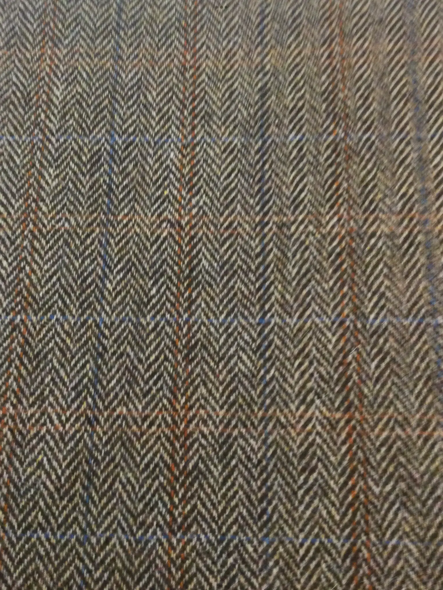 Scottish Wool Herringbone Harris Tweed in Brown