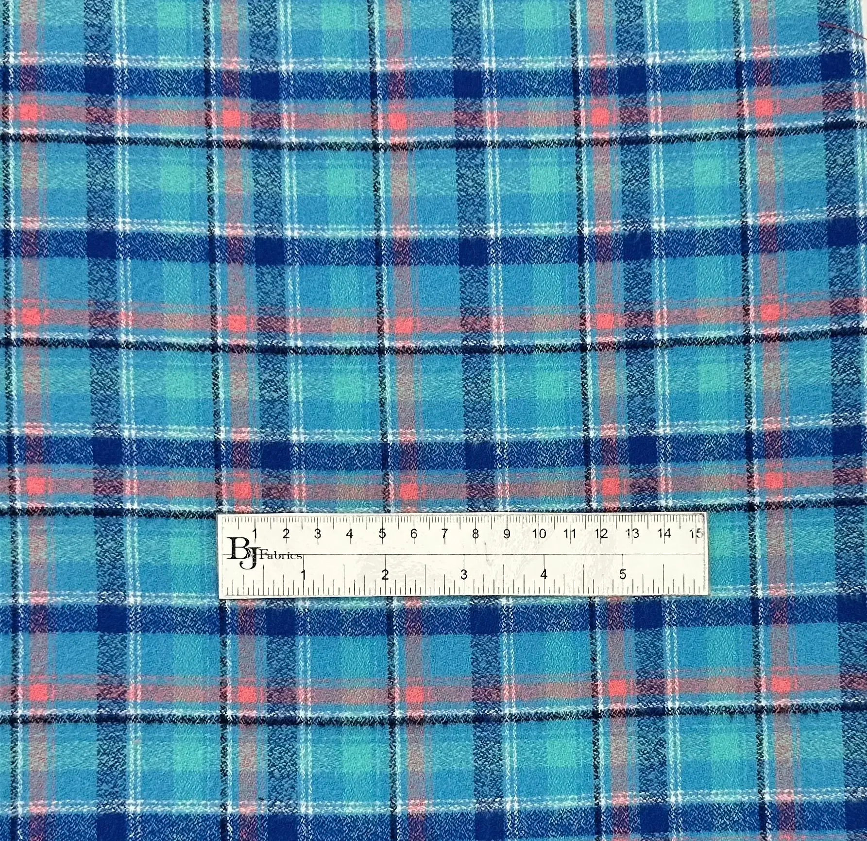 Cotton Flannel Plaid in Blue Turquoise