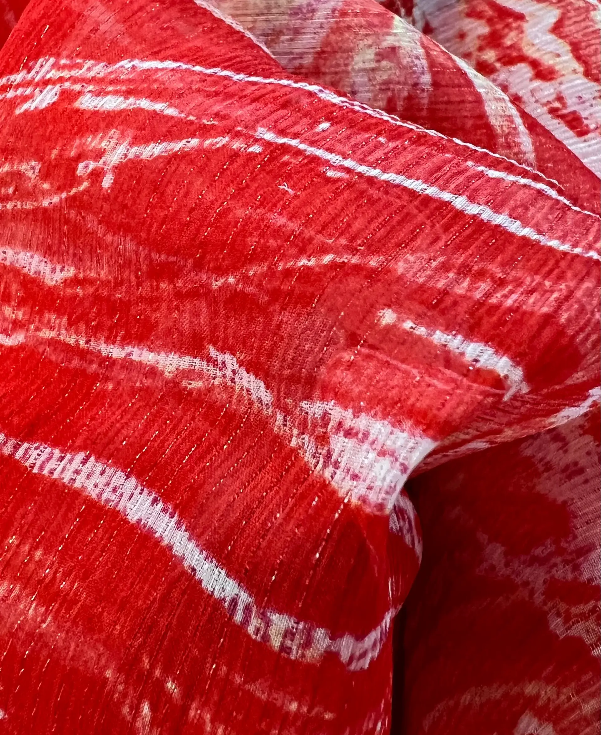 Italian Silk & Lurex Abstract Print "Crashing Wave"