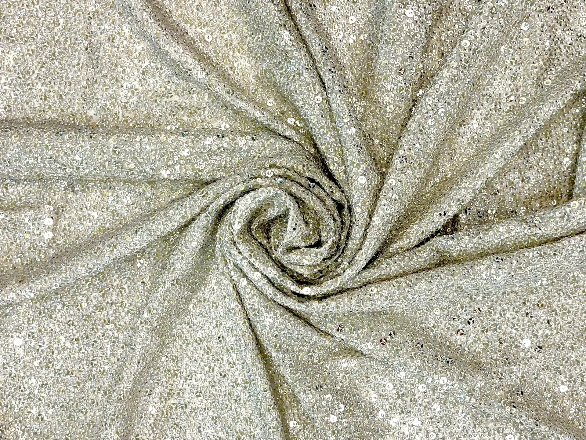 Couture Silver on Silver Sequins and Crystal on Rayon Georgette 