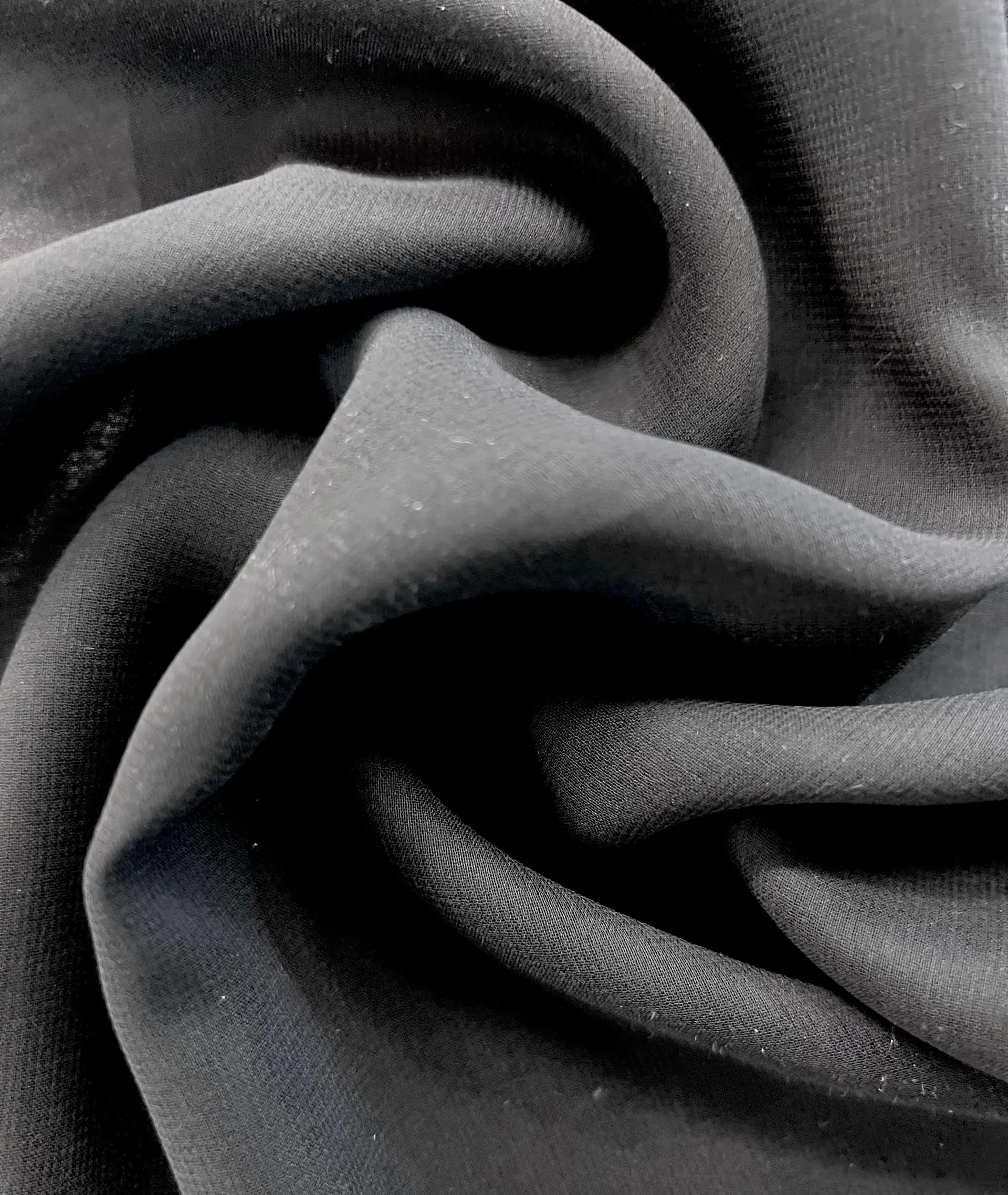 Pure Silk Chiffon in Deep Charcoal 