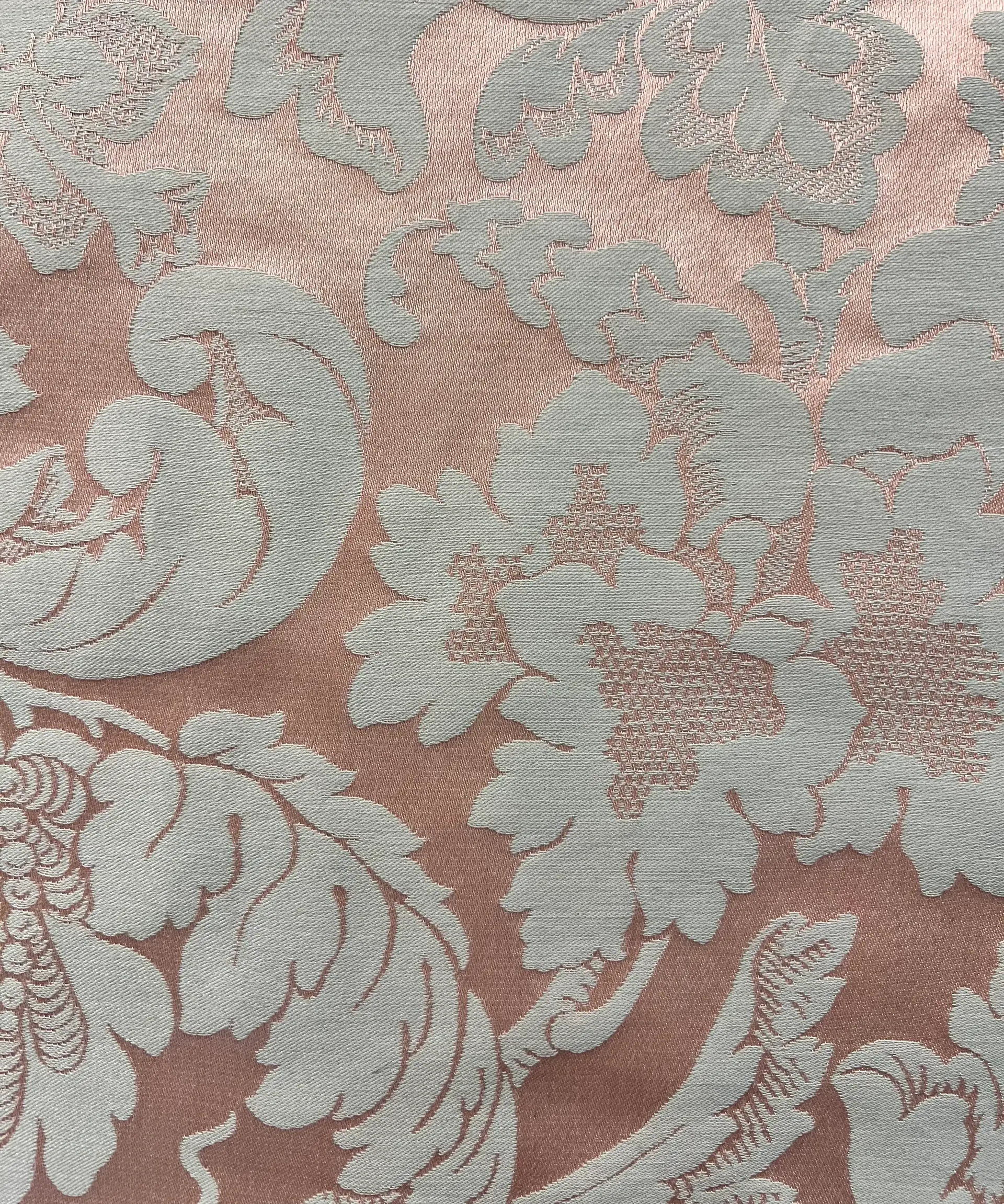 Italian Cotton & Rayon Damask Brocade in Pink & Taupe