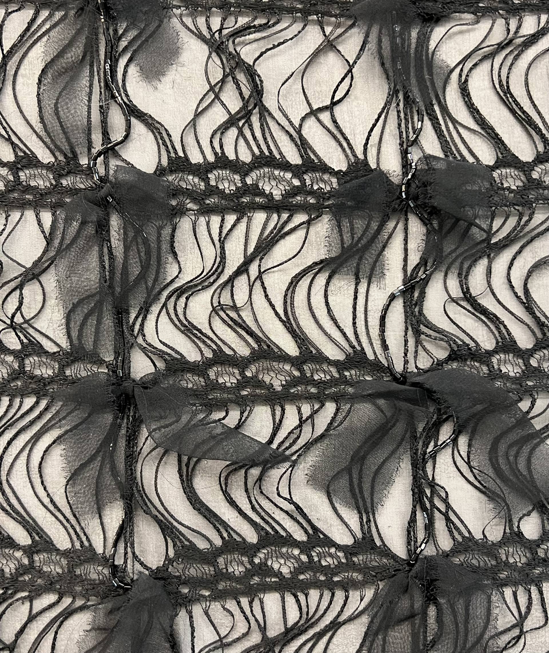 Pure Silk Chiffon Base & Bugle Beads with Lace and Silk Chiffon Knots
